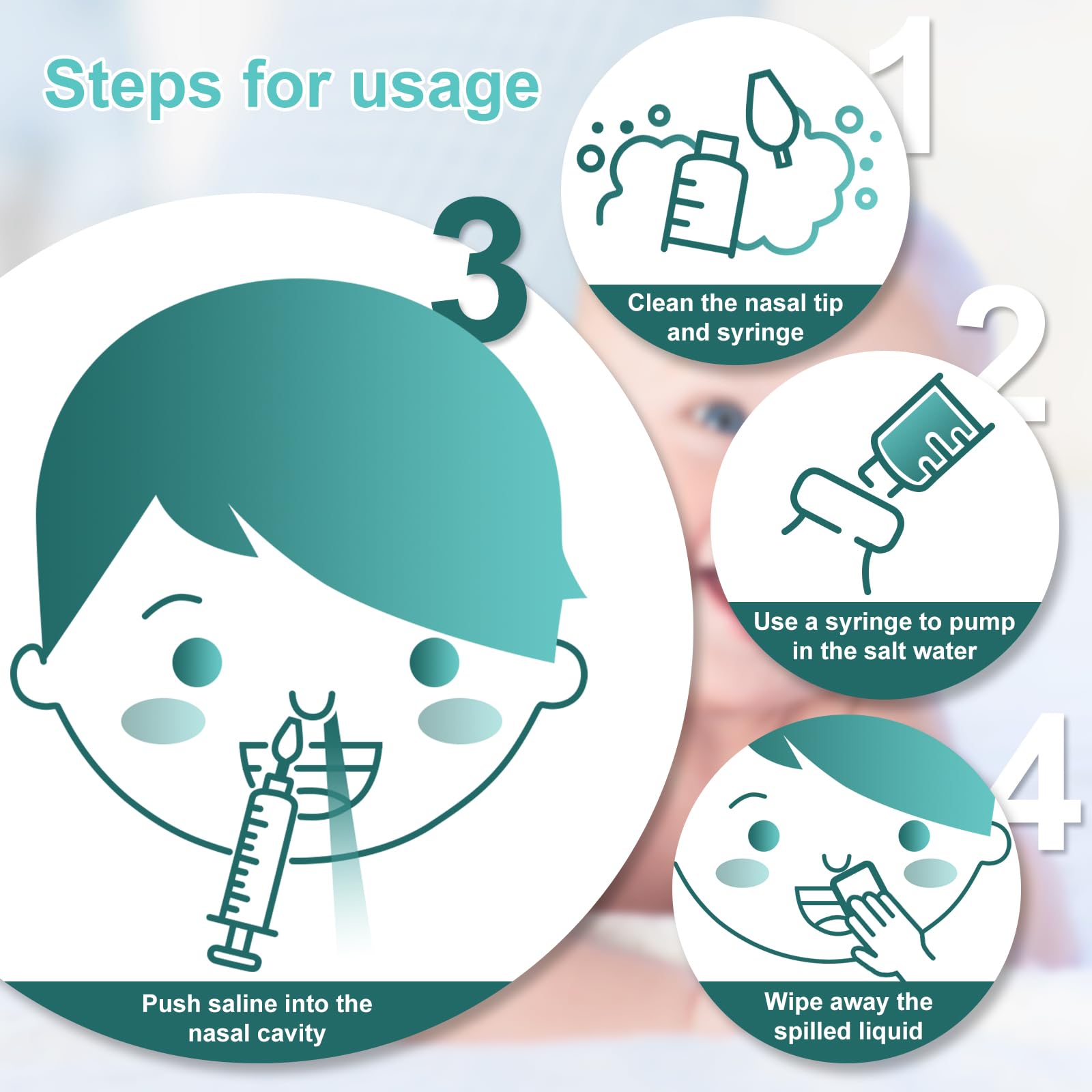 Blendura 4 pack Baby Nasal Syringe 10ml, Baby Safety Comfort Nasal Irrigator, Portable Reusable Nasal Aspirator, Nasal Irrigator