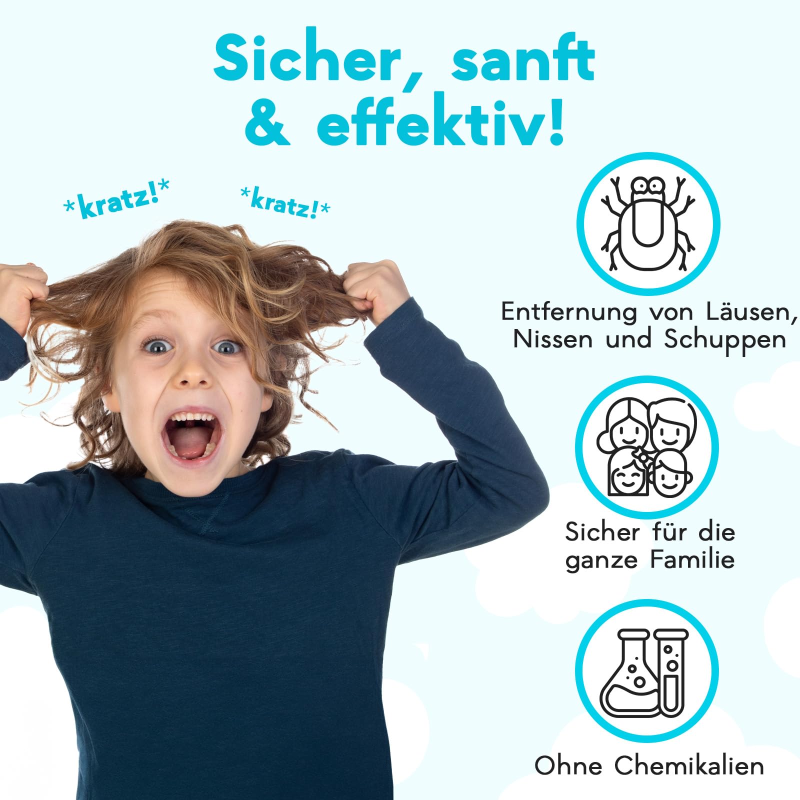 Läusekamm Kinder 2er Set - Nissenkamm Edelstahl mit Lupe, Extra Fein | Extrem feine Stahlzähne entfernen Läuse & Nissen zuverlässig. Integrierte Lupe. Sanft für Kinder – nass & trocken.
