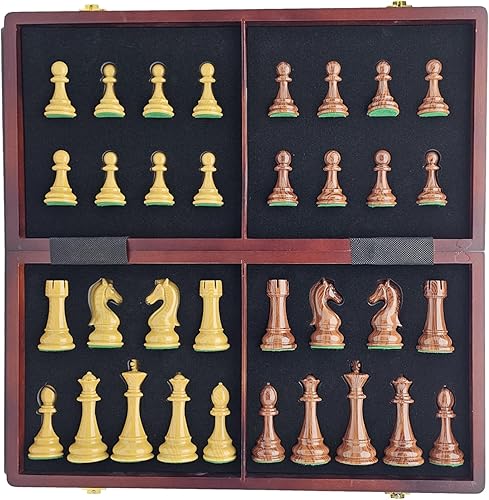 Miniatura 2 de Juego de ajedrez plegable hecho a mano de 18 pulgadas con piezas de ajedrez estándar de alto peso de polímero para la familia, juegos de mesa