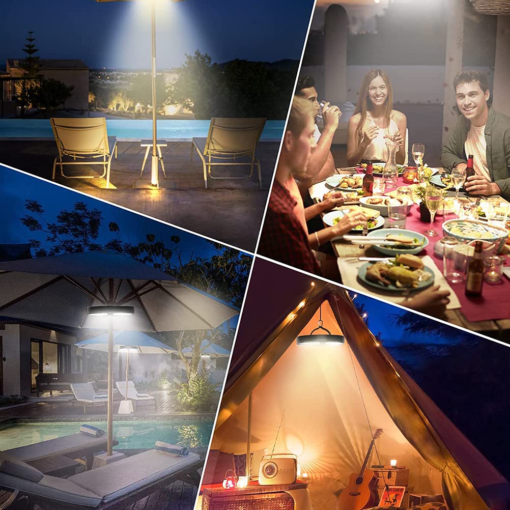 48 luces LED para sombrilla, luz USB para patio con 3 modos y ganchos, soporte para cubierta de mesa, paraguas de 450 lúmenes, luz de iluminación LED para jardín, playa, luces al aire libre,