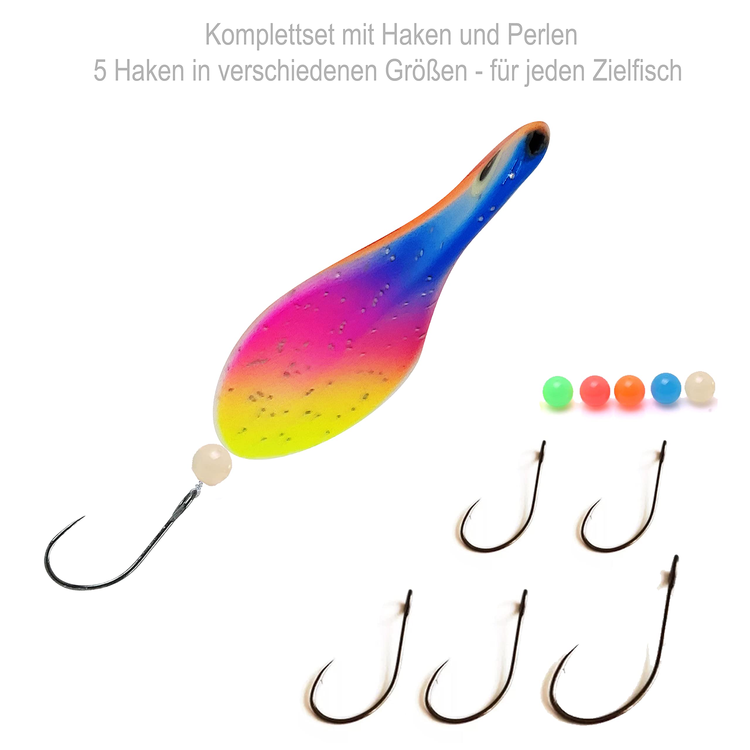 Inline Spoon Forelle in Box | UV Aktiv und Selbstleuchtende 3D Augen | Durchlaufblinker Forellenköder Inliner Spoon Inline Durchlauf Spoons Forelle Angel Set Magic Spoon