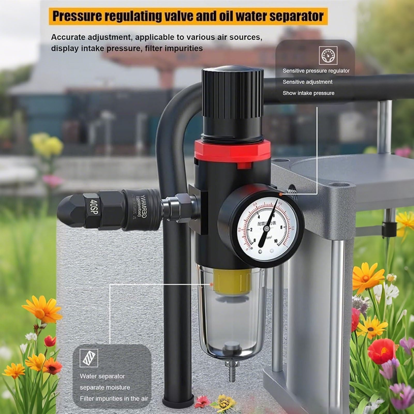 Pompa Per Grassaggio Pneumatica 12L Con Ruote - Kit Pompa Idraulica Alta Pressione 30-40Mpa Con Tubo 6M, 0.85L/Min Per Officina & Industria