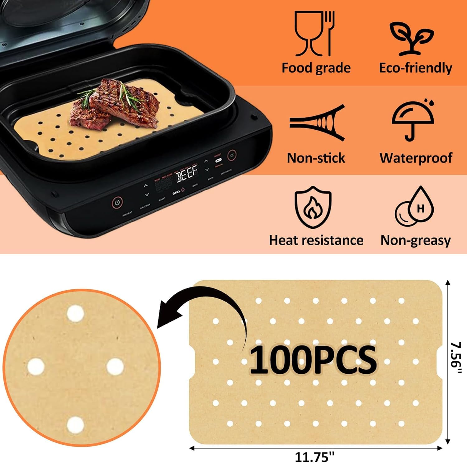 Grill Combo Crisper Basket per Ninja Foodi FG551/DG551 Smart XL Accessori per griglia interna, cestello antiaderente di ricambio per Ninja DG651, accessori per friggitrice ad aria con 100 fodere di