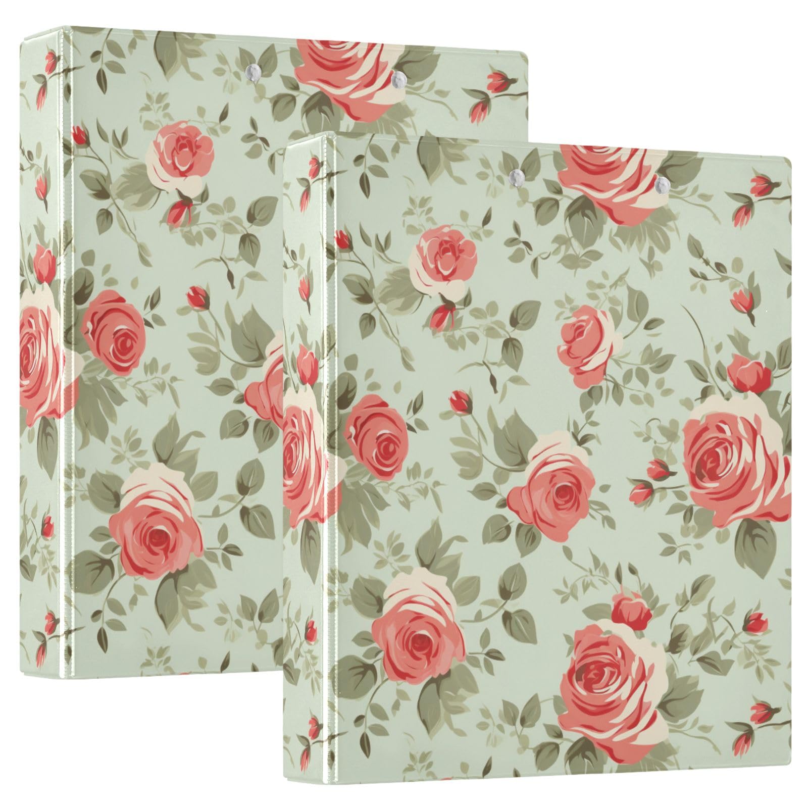 Floral 3-Ring Binder With Clipboard - 1.5" Red Rose Binder Holds 200 Sheets