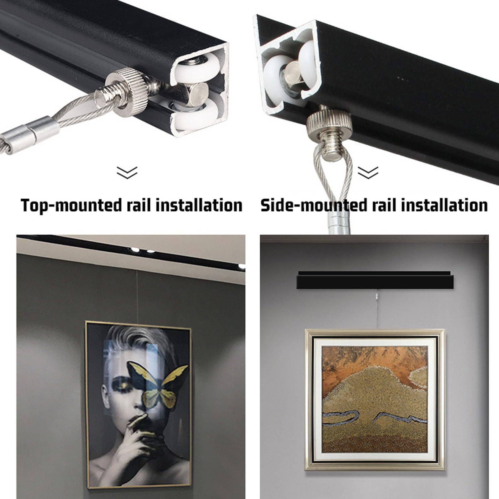 Rail pour Accrocher des Tableaux,SystèMe De Suspension De Cimaises,SystèMe D'Accrochage De Cimaise,Capacité De Charge éLevéE,Aux Salons,Couloirs,Galeries Chambres Et Bureaux