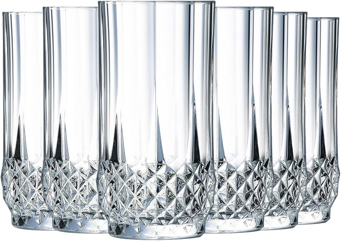 Cristal d'Arques Paris Longchamp Glasses Low 36 cl Set of 6 Krysta Crystal Glass for Water, Juices and Other Softs Shine, Transparency and High Resistance