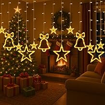 Christmas Lights Outdoor, 2.5 m with 176LED Stars, LED Christmas Lights with Remote Control 8 Modes, IP44 for Windows and Christmas Decorations