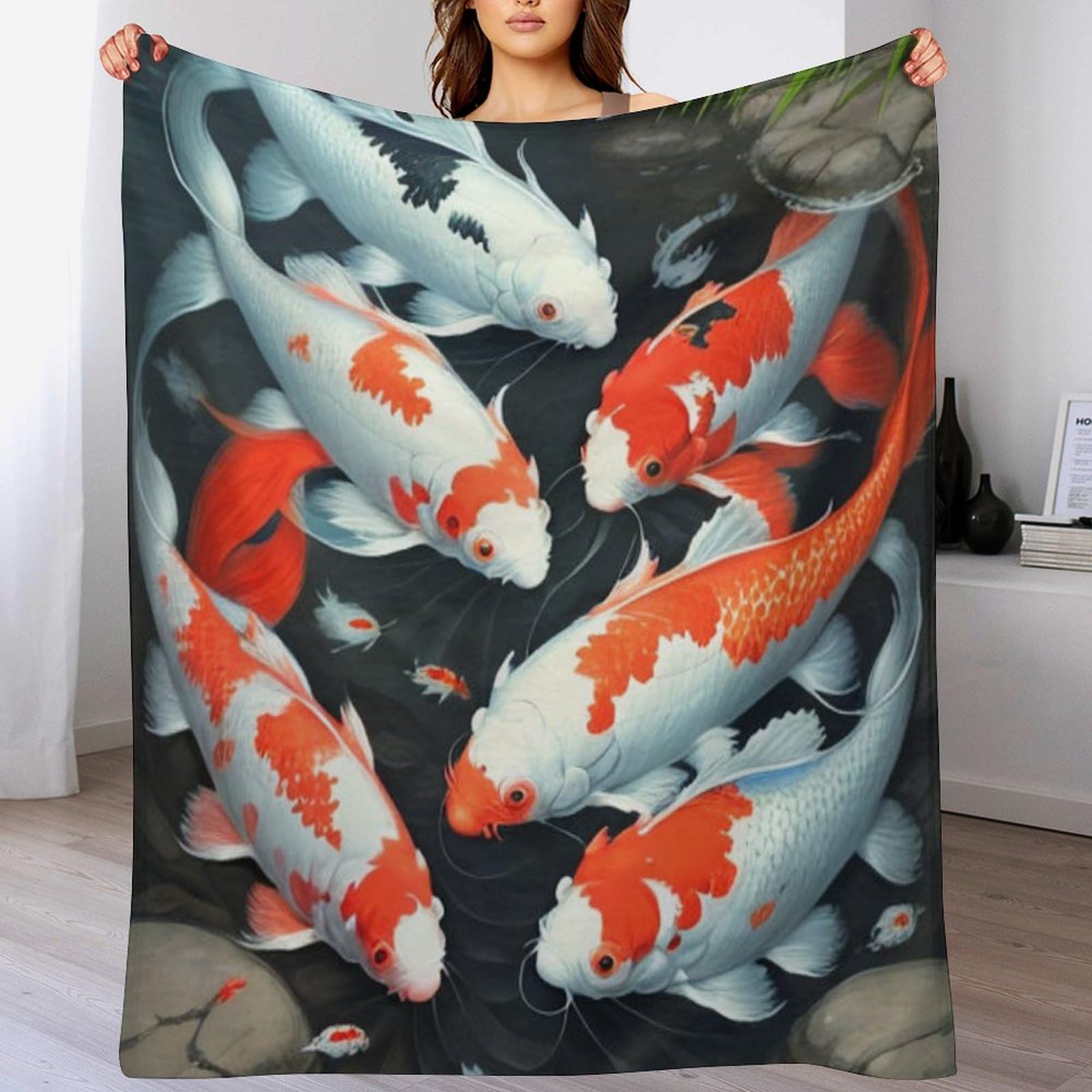 Couverture Polaire Koi pour Canapé et Voyage en Plein Air