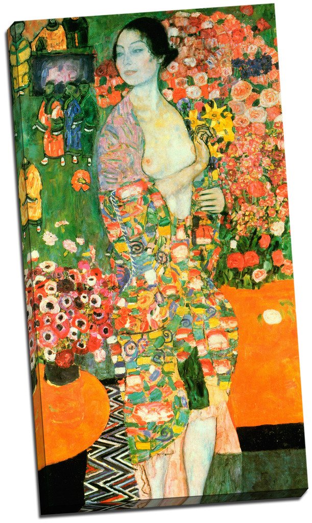 Panther Print Multicolor Gustav Klimt The Dancer Canvas Print Picture Wall Art Large 30X16 Inches
