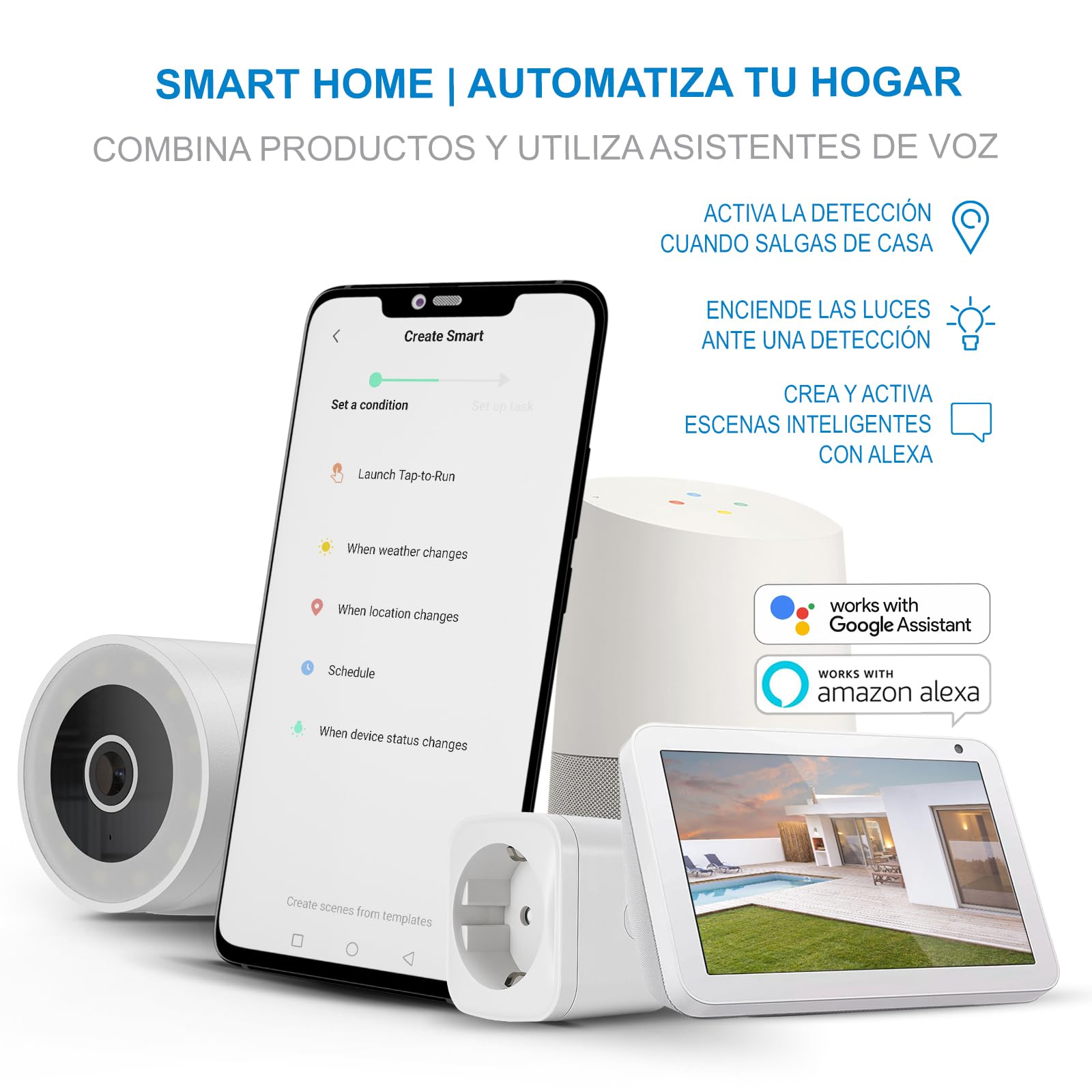 NIVIAN Caméra de Surveillance WiFi Extérieure, 2560x1440 Half4K, Vision Nocturne Couleur, Compatible Alexa et Google Home, Contrôle Via App Tuya (NVS-IPC-0H3-L)