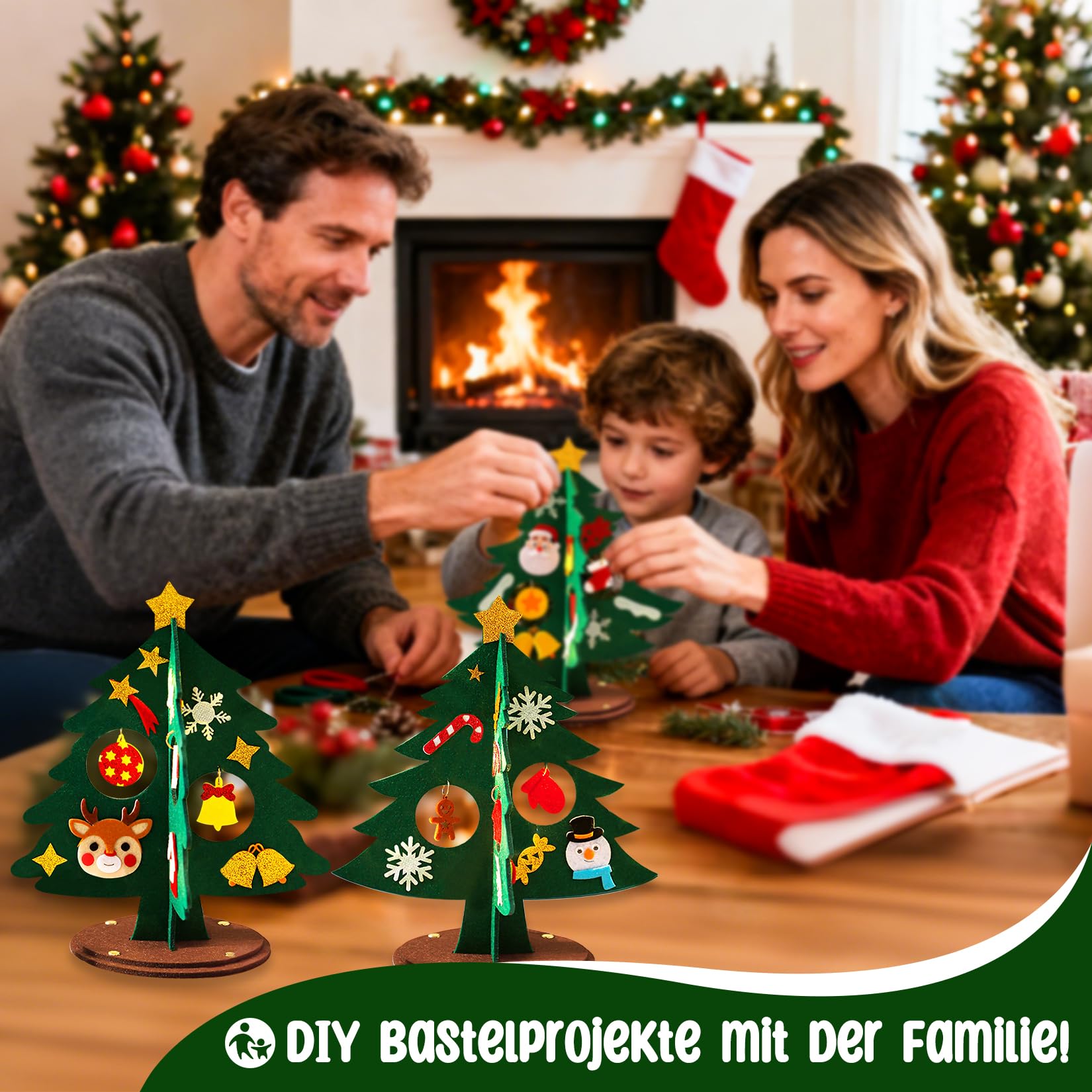 100 Mini Adornos De Madera Para Árbol De Navidad | Formas De Copo De Nieve, Árbol, Alce Y Guante | Ideales Para Manualidades Y Decoración DIY