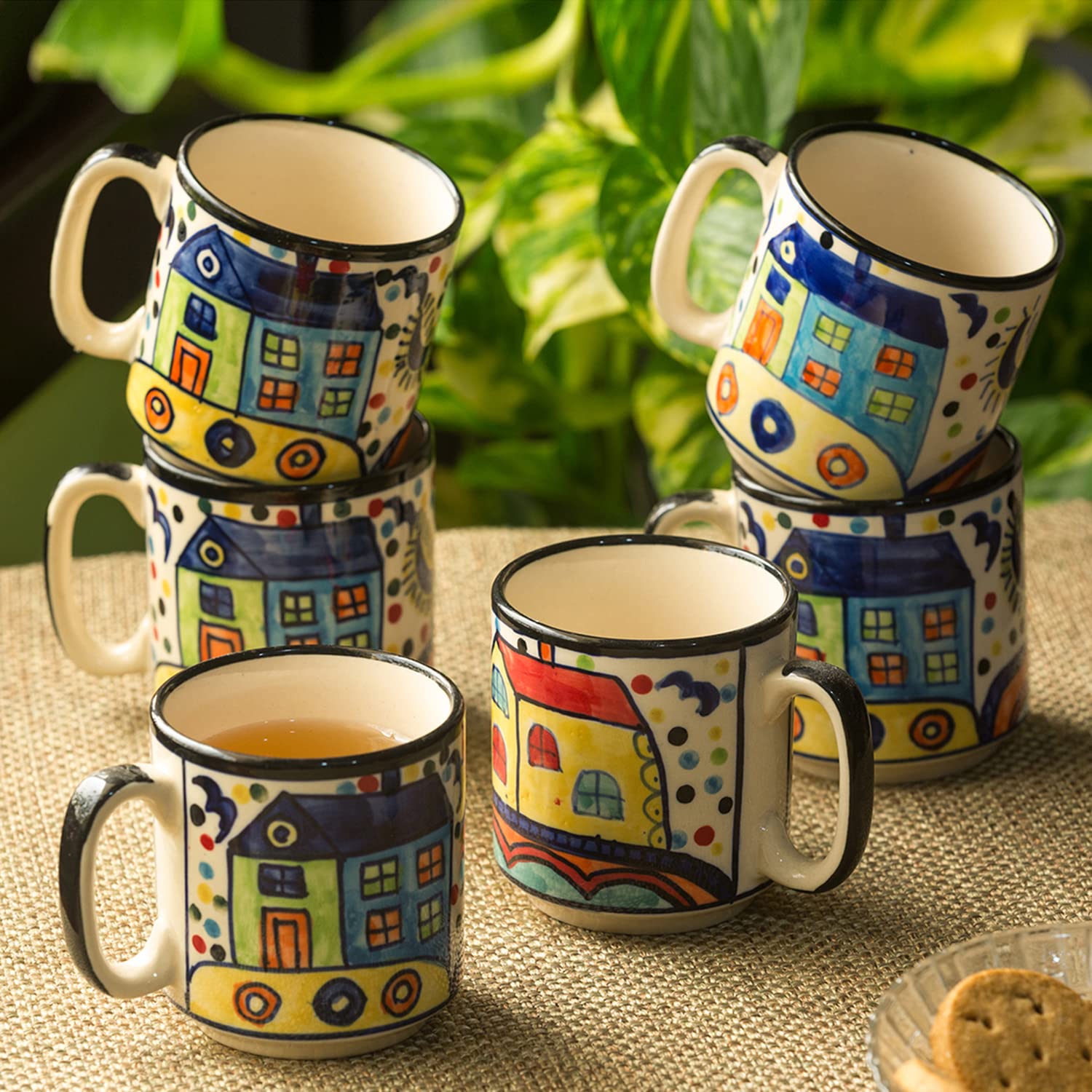 ExclusiveLane The Hut Hangouts Ceramic Tea Cups Set of 6 (220 ML, Microwave Safe, Dishwasher Safe) |Ceramic Cups Coffee Cup Set of 6 Coffee Mugs Tea Set Tea Mugs Set of 6 Chai Cups Drinkware (B07HL95CD1) Amazon Price History, Amazon Price Tracker
