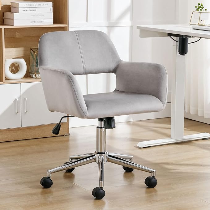 Office Chair Small Desk Chair Vanity Makeup Chair Velvet Low Back Office Computer Chair Swivel