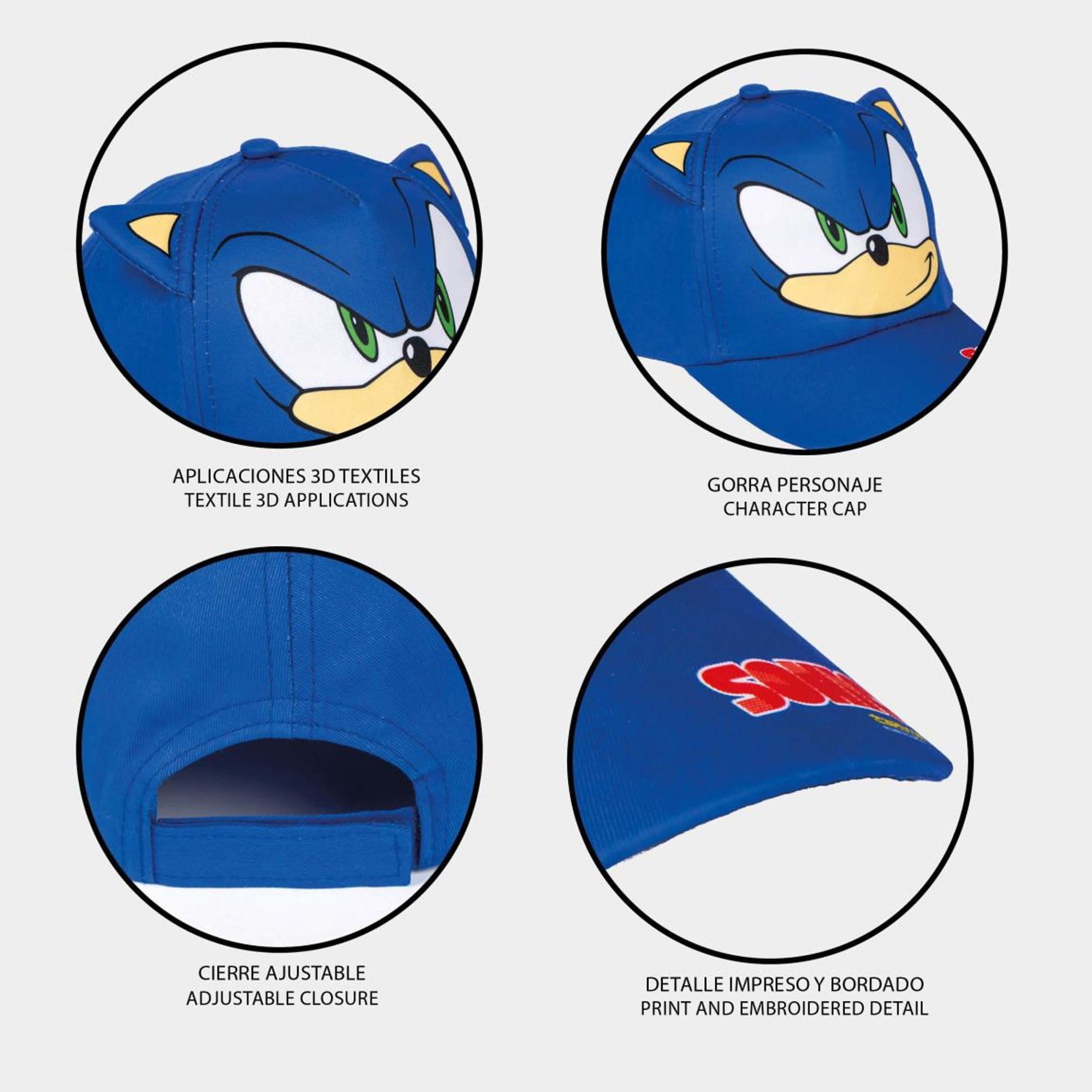 Sonic Gorra Infantil Azul 53 cm Algodón Poliéster Original