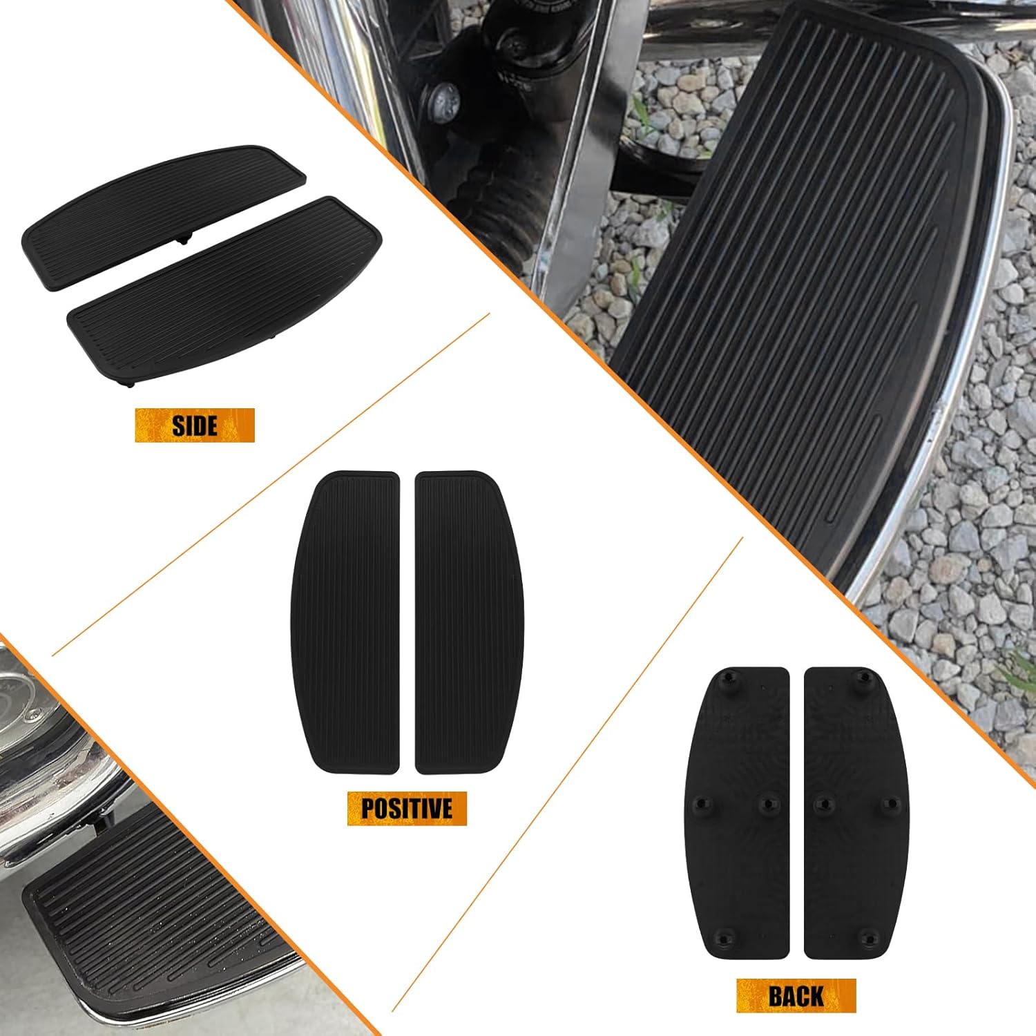 Front Driver Floorboards Rubber Foot Pegs Fit for Harley Road Glide Street Glide Electra Glide 1986–2025 Trike 2008–2025 Softail FL 1986–2017 FLD 2012–2016