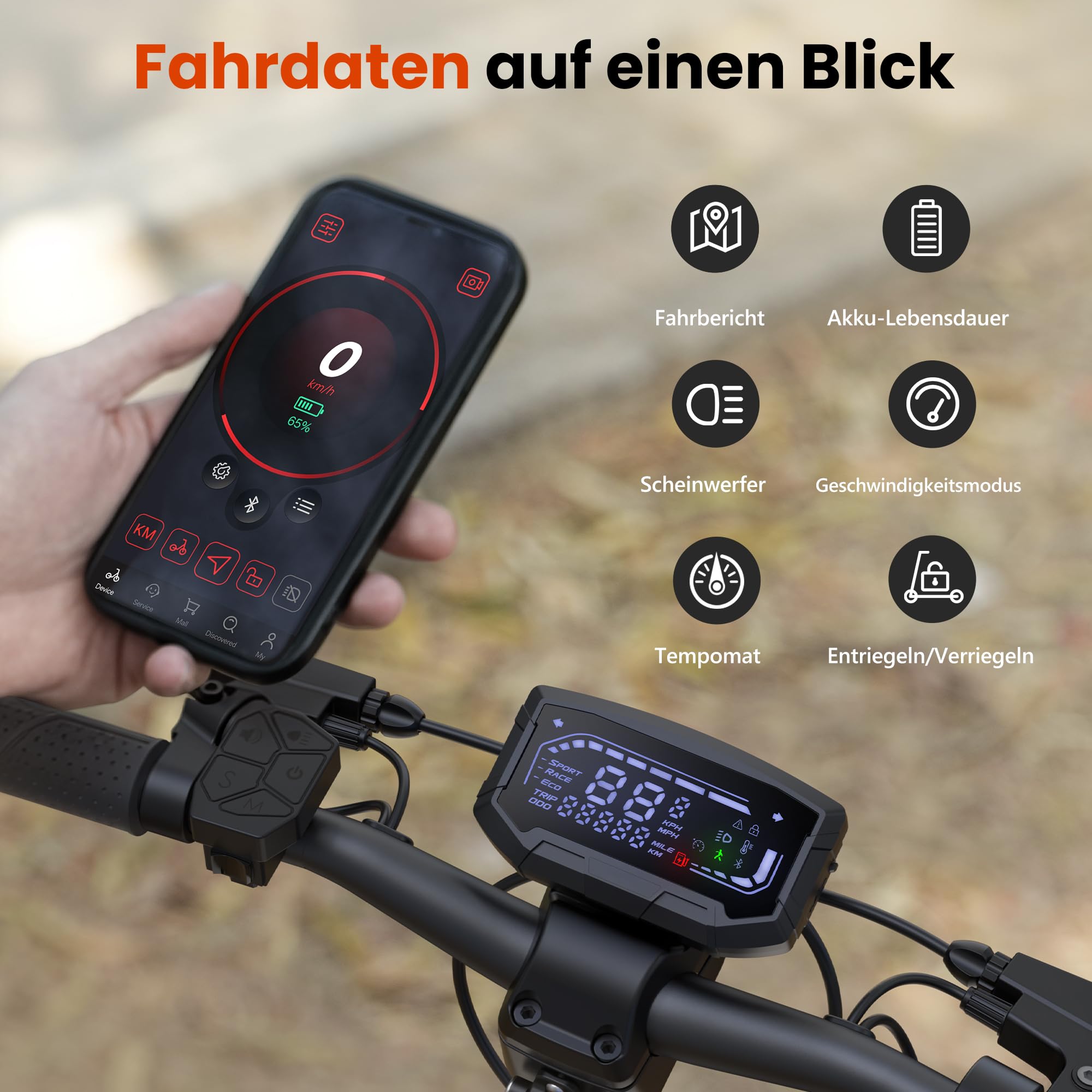 E-Scooter mit ABE Straßenzulassung 10Zoll Offroad Max 100km Reichweite