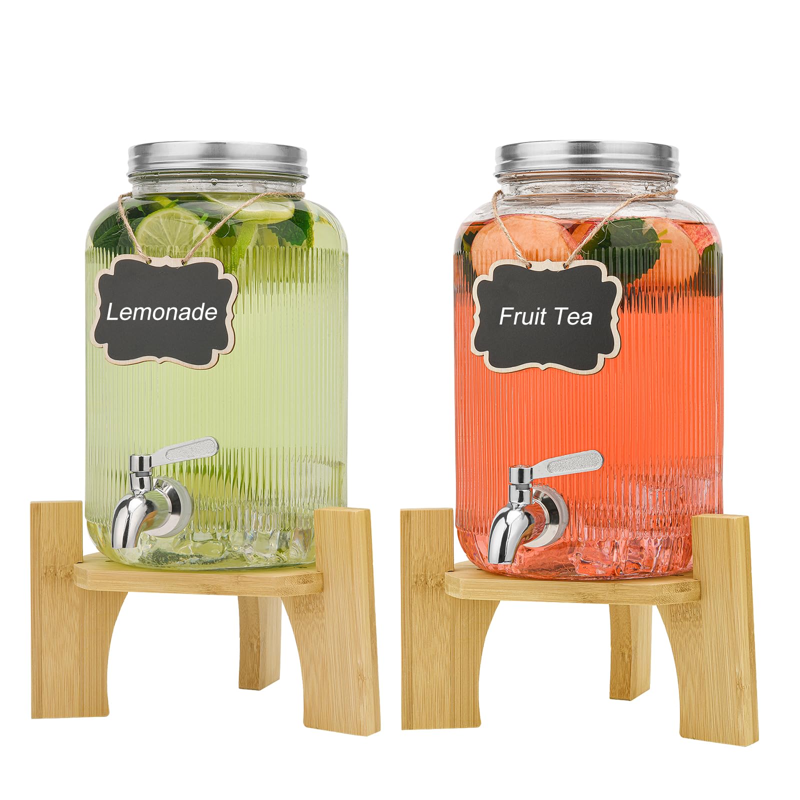2PCS Distributeurs De Boissons En Verre 4L Avec Robinet