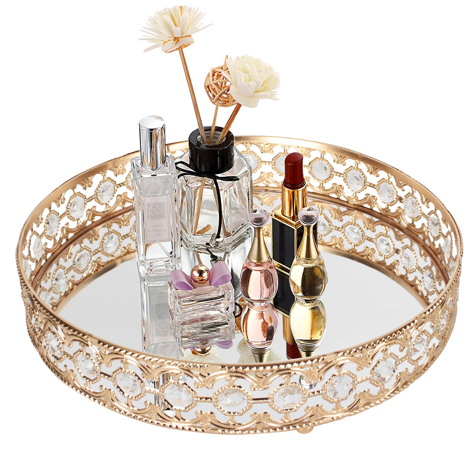 Amazon.com: XINFUHUA Bathroom Gold Mirror Trays for Vanity, Perfume  Organizer Tray for Dresser, Round Decorative Tray for Coffee Table (Gold,  11.8 in) : Home & Kitchen