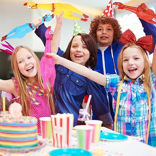 Miniatura 6 de ArtCreativity Juguetes de pollo gritando, juego de 4, recuerdos de fiesta de Pascua, juguetes divertidos para apretar en varios colores, bromas de