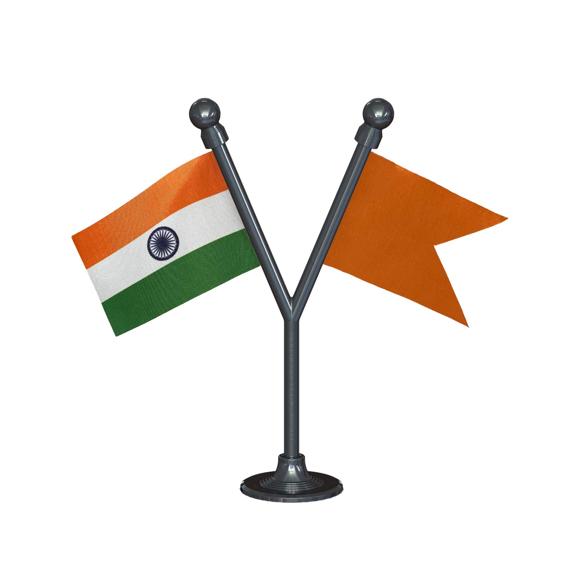 The Flag Corporation India & Shiv Sena Party Car Dashboard 2in x 3in Flag with A Plastic Gunmetal Black Base