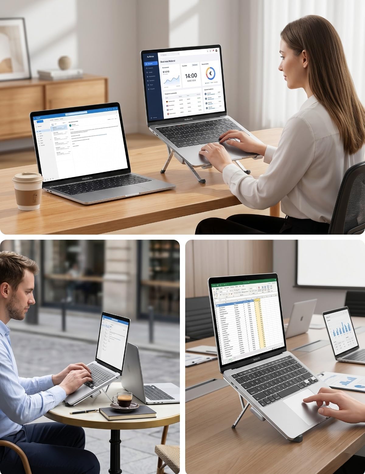 Base di Raffreddamento per Laptop, Supporto/Rialzo PC Portatile Pieghevole con 4 Ventole Silenziose, Altezza Regolabile a 6 Livelli, per Notebook 10-17 Pollici