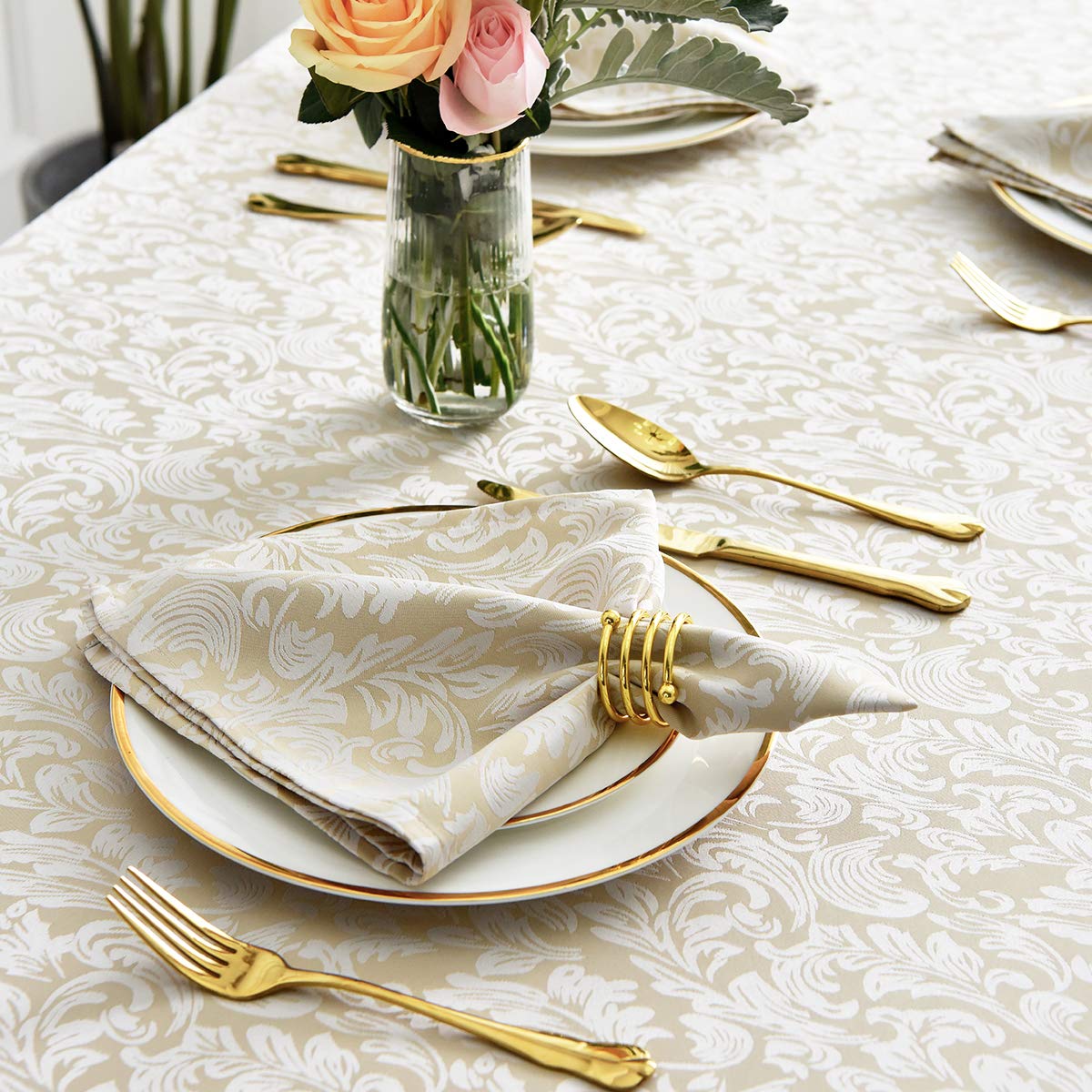 Amazon｜maxmill ジャカードテーブルクロス 20 x 20インチ ダマスク