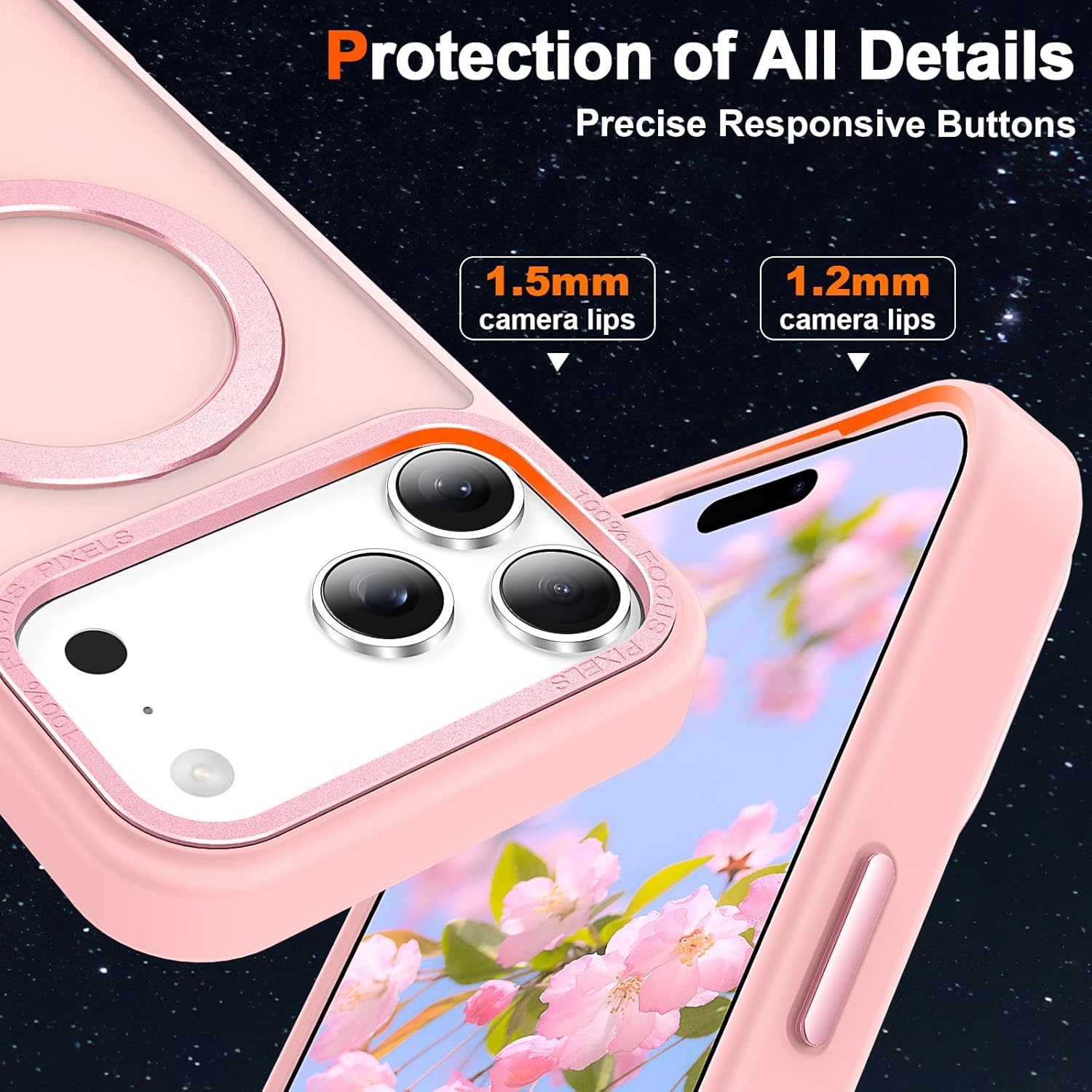 Magnetic for iPhone 17 Pro Case with Ring Stand, [10 FT Drop Protection] [Velvety Touch] Slim Translucent Matte Back Shockproof Phone Case for iPhone 17 Pro 6.3'', Pink - Image 6