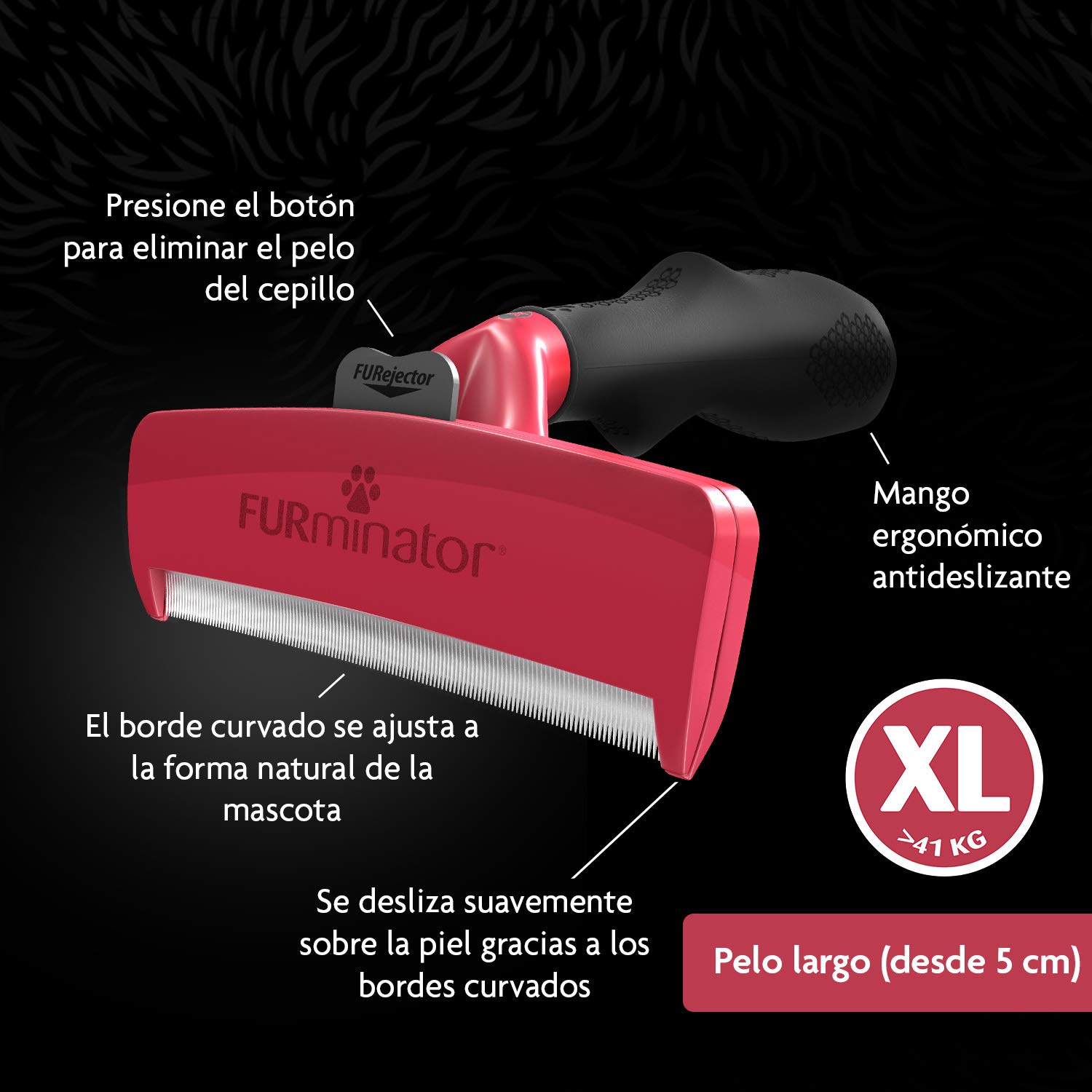 FURminator deShedding, Tool para perros extra grandes de pelo largo, Cepillo talla XL para perros extra grandes para eliminar el pelo suelto, Diseño mejorado