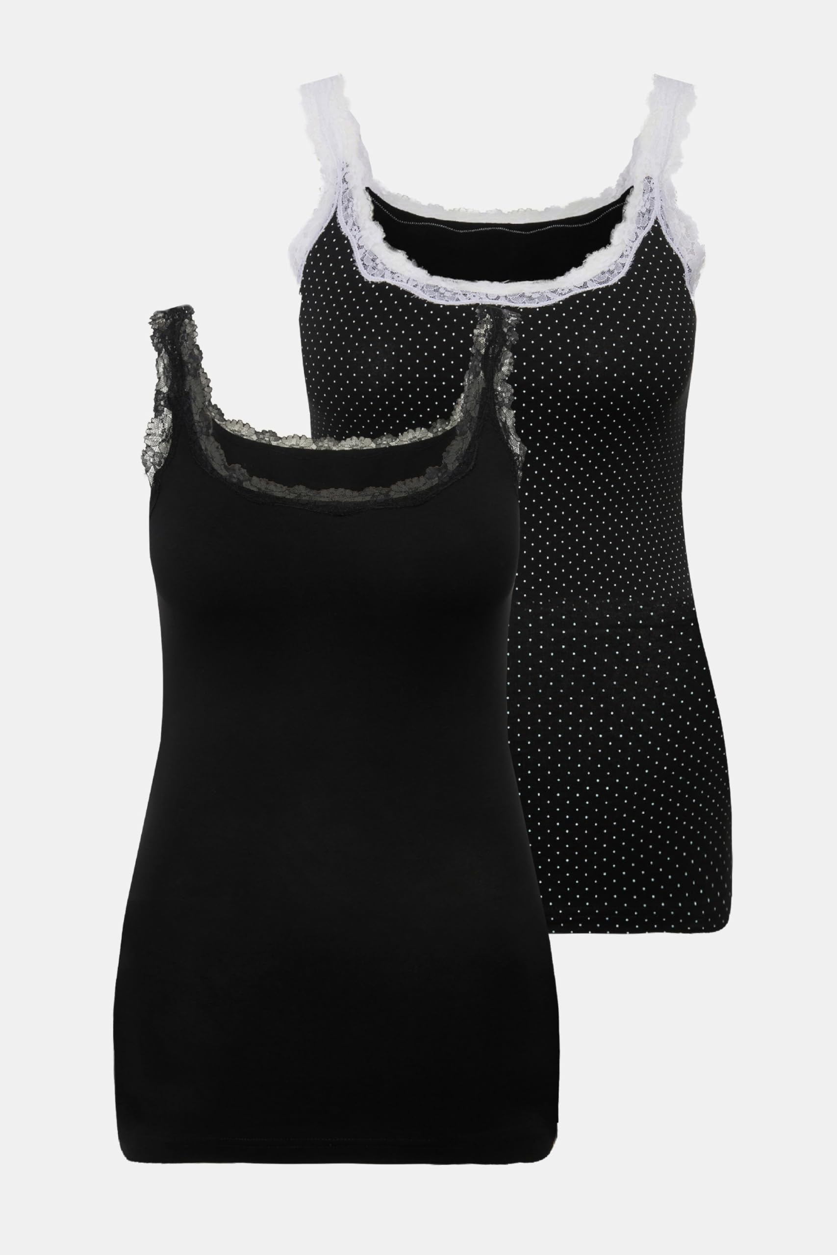 Ulla Popken Damen 2pcs Unterhemden, Lace and Dots Unterhemd