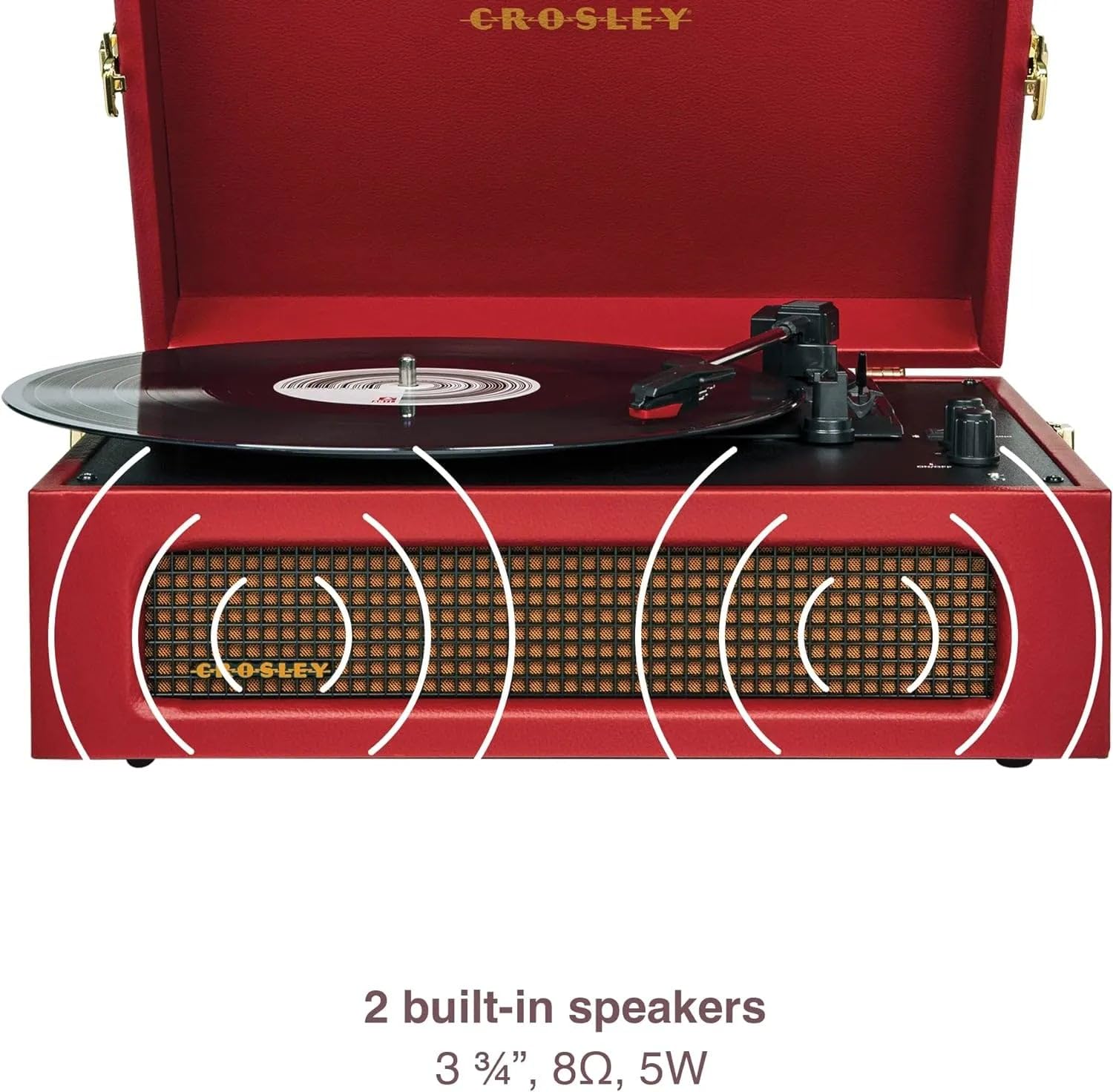 Crosley Voyager Giradischi con 2 altoparlanti, Bluetooth In & Out e AUX - Giradischi Vintage a 3 velocità - Per vinili da 7", 10" e 12" - Portatile con custodia integrata - Borgogna