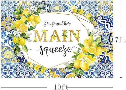 Miniatura 3 de Telón de fondo de despedida de soltera de limón de 10 x 7 pies con texto en inglés "She Found Her Main Squeeze Engagement Party Fotografía de fondo