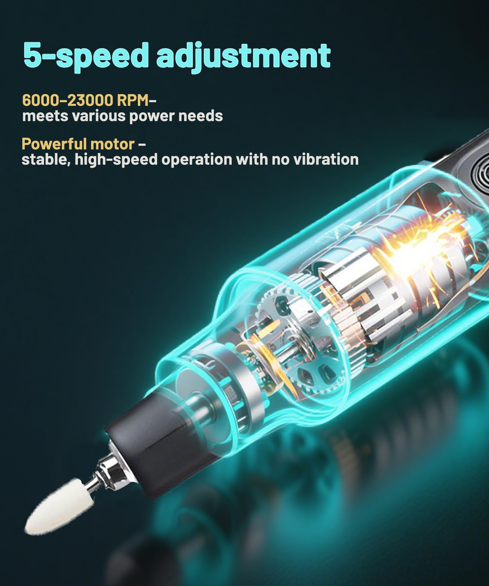 Mini Trapano Elettrico 8V Mini Trapano a Batteria | 5 Velocità (6000-23000RPM) con 56 Accessori | Utensile Rotante Multifunzione per Fai da Te | Luce LED, Ricarica USB-C | Leggero e Compatto