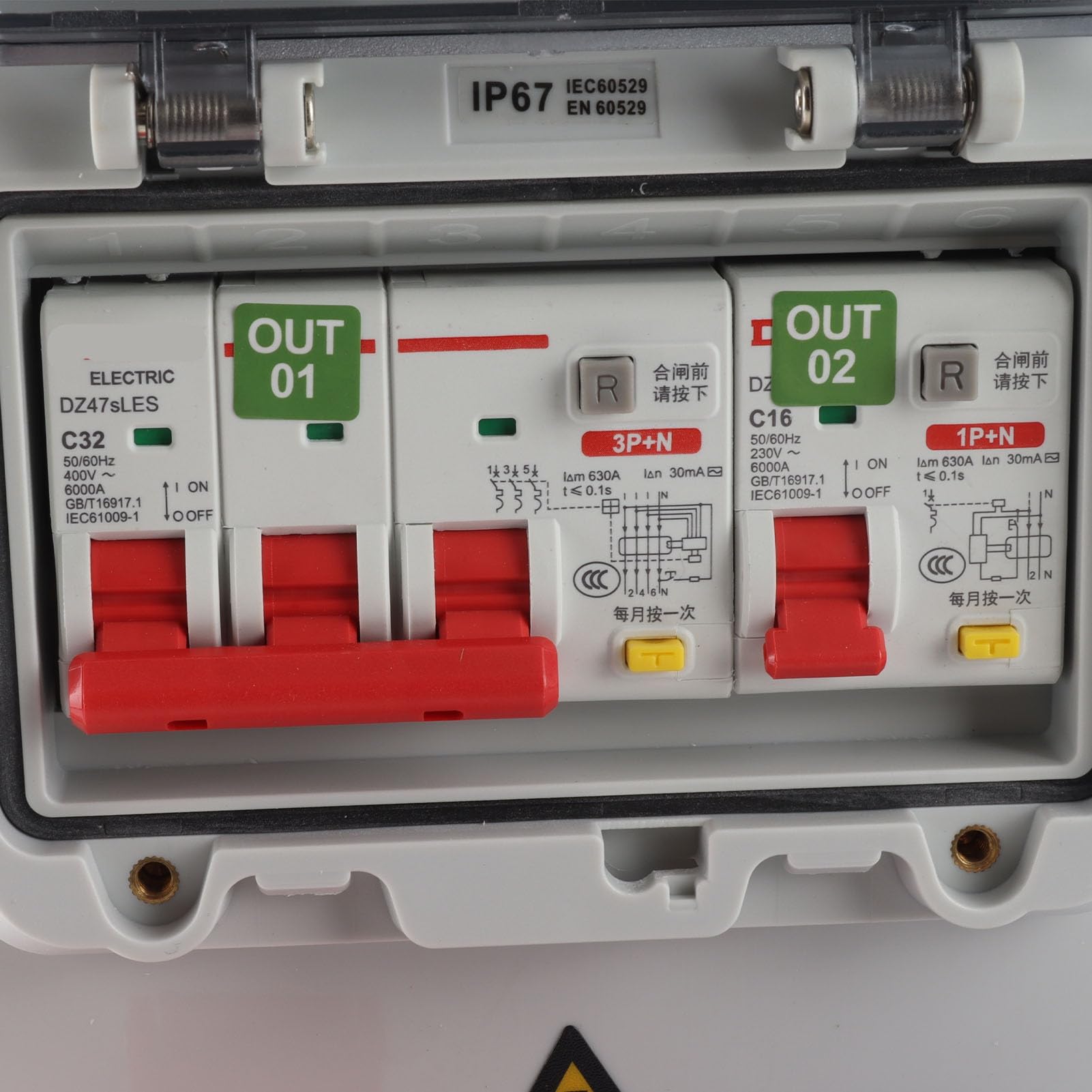 Bewinner Caja de Distribución de Enchufes Industriales de Mano, Material ABS de Mm, Caja de Toma de Disyuntores Eléctricos a Prueba de Agua IP67 con Asa para Sitios de Construcción