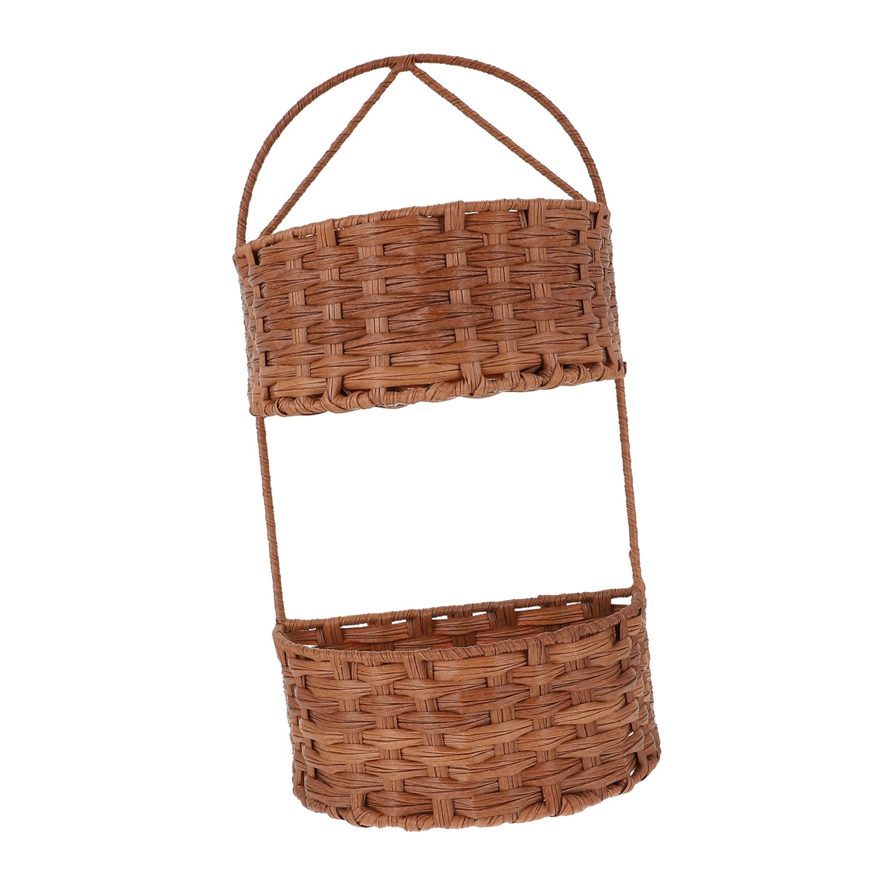 Cabilock Panier De Rangement Suspendu Mural à Double Couche En Rotin Panier De Rangement Maison Couleur Marron Pratique Et Solide Organisateur Pour Cosmétiques Et Accessoires