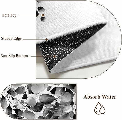 Miniatura 7 de 2x6 Kitchen Runner Rug, Grey Eucalyptus Non-Skid Rubber Backing Large Rectangle Rugs - Living Room Bedroom Home Office, Gradient Retro Watercolor