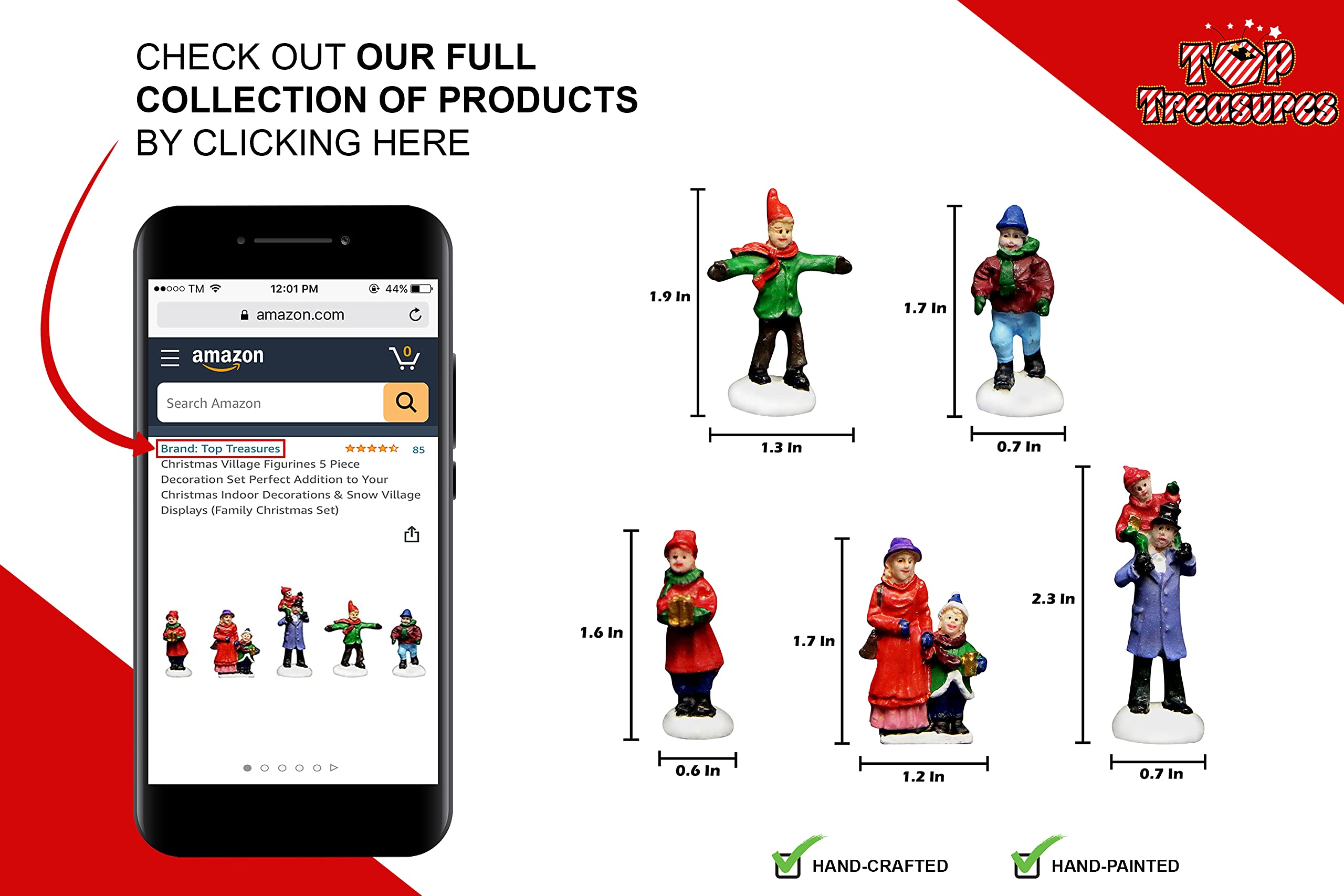 Amazon.com: Christmas Village Figurines 5 Piece Decoration Set  