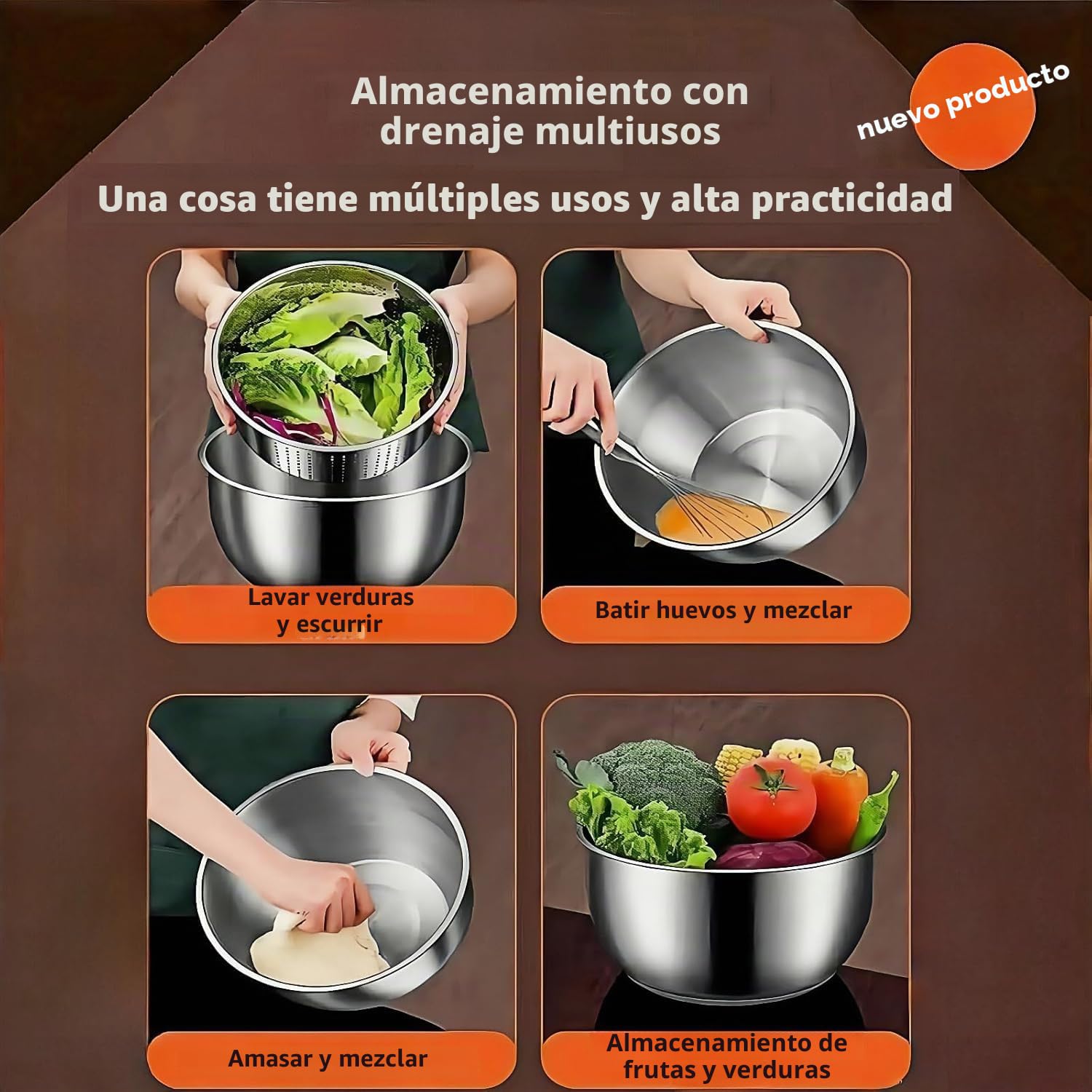 Genérico Centrifugadora de Ensalada Inoxidable 6L – Mejor Spinner de Verduras, Lavador de Frutas & Deshidratador, Manual BPA-Free para Cocina Doméstica o Comercial,Stainless Steel 6L