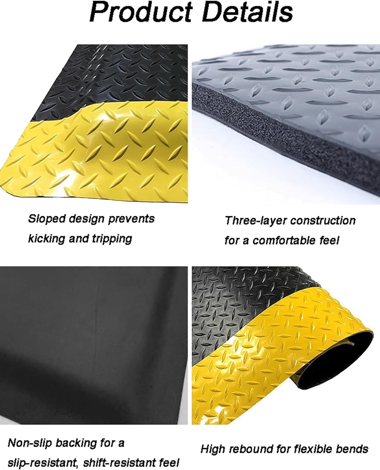 Heavy Duty Anti-Static Conductive Floor Mat, 20mm Thick Anti-Fatigue Standing Mat for Garage, Warehouse & Workbench - Green 90x60x2cm