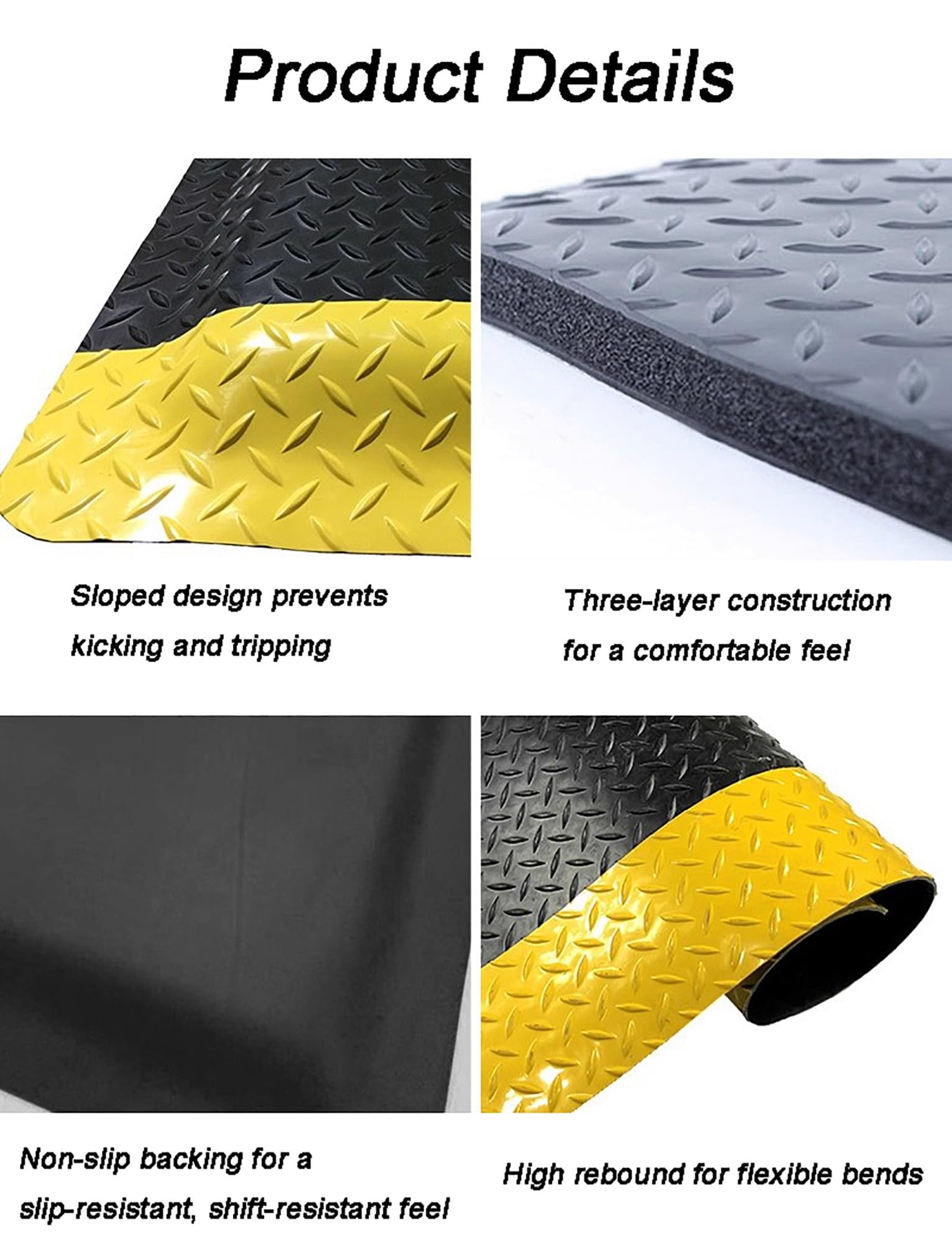 Alfombrilla conductora Industrial antiestática y antifatiga de 20 mm de Grosor for Garaje, almacén y Banco de Trabajo.(Green+Yellow,60x45x0.2cm)