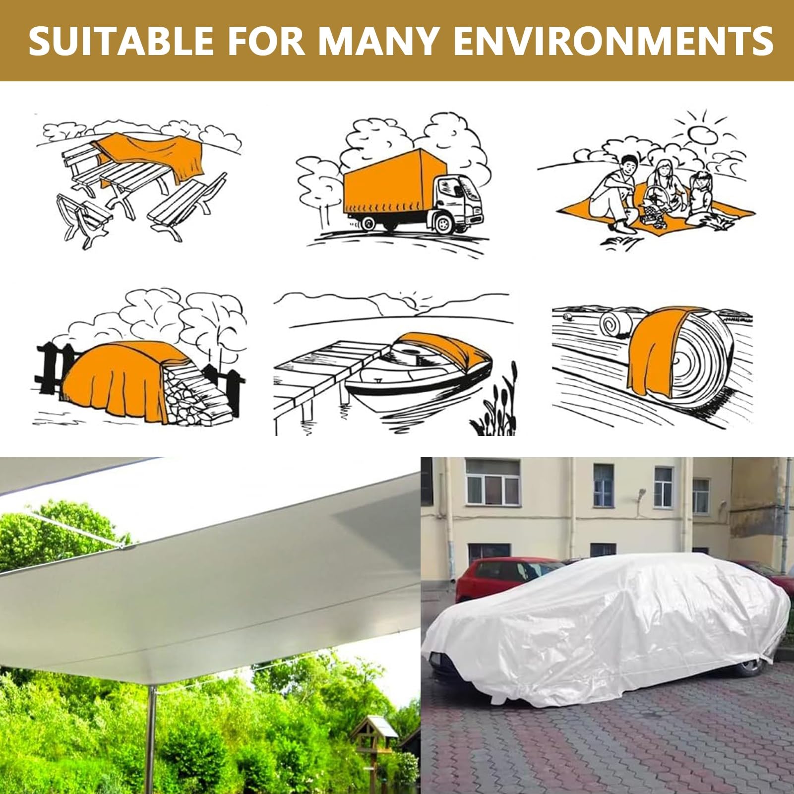 Tarpaulin Tarp Sheet Cover Waterproof Ground Camping Multipurpose Furniture Grey 10m X 12m~5056697218353 01c Mp