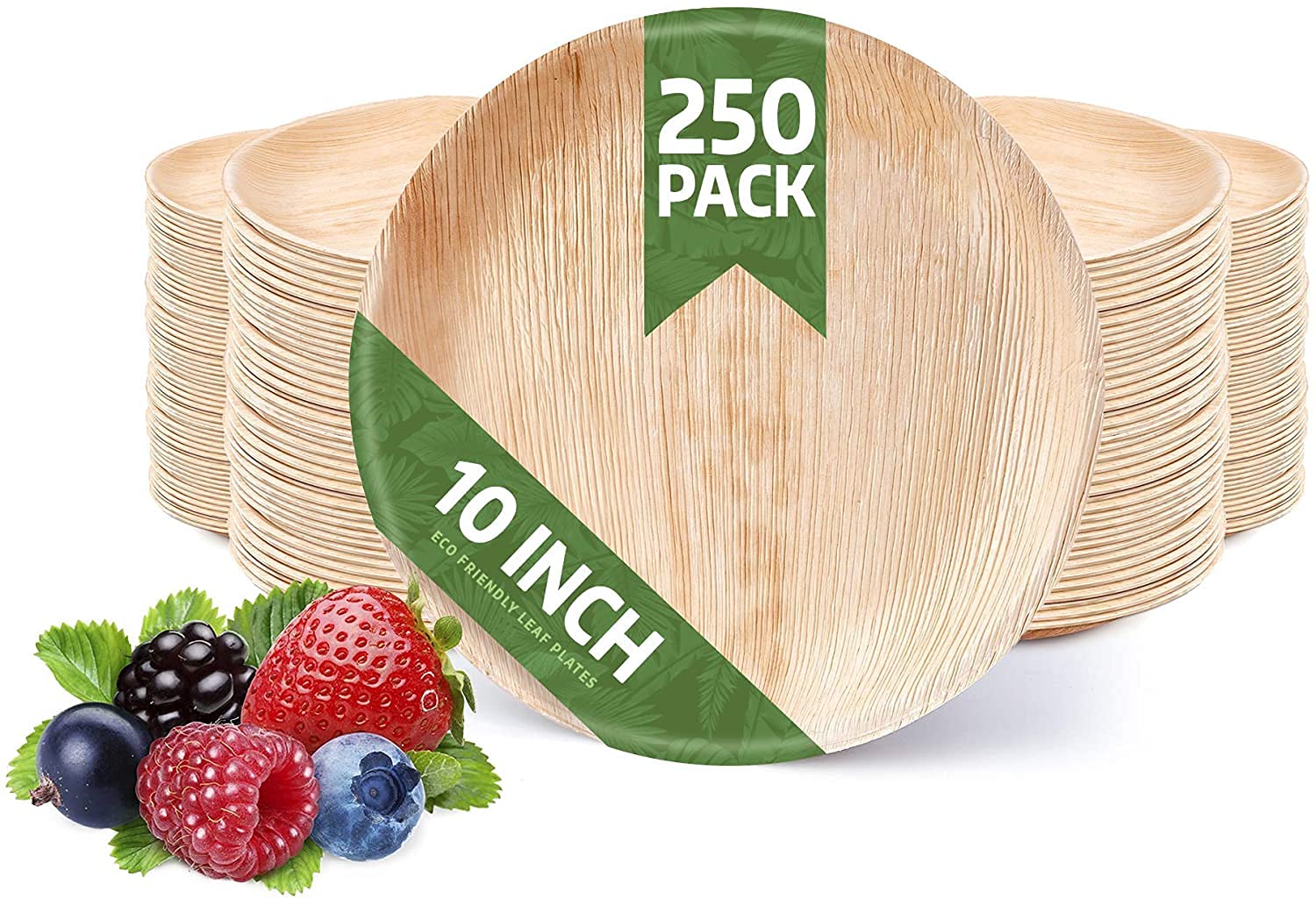 Buy 250pcs Round Palm Leaf Plates [25cm 10 Inch, 250 Pack