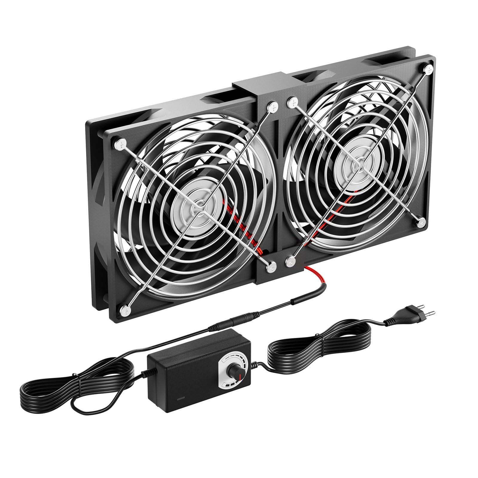 Ventilador de PC de 240mm, ventilador de caja 12V con enchufe de red y regulador de velocidad continuo (2750 RPM) - Ventilador silencioso y potente para computadoras, servidores, Gaming-PC, gabinetes
