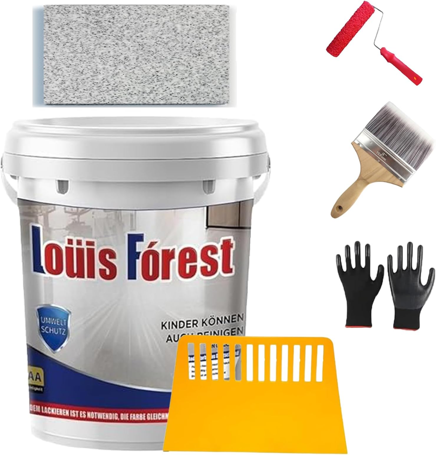 Epoxy Coloured Sand Floor Paint Coating Kit, Self-Leveling Waterproof Non-Slip Long-Lasting, Ideal for Garage, Basement, Concrete Floors & Countertops, Interior/Exterior Upgrade (706 Oz,Light Gray)