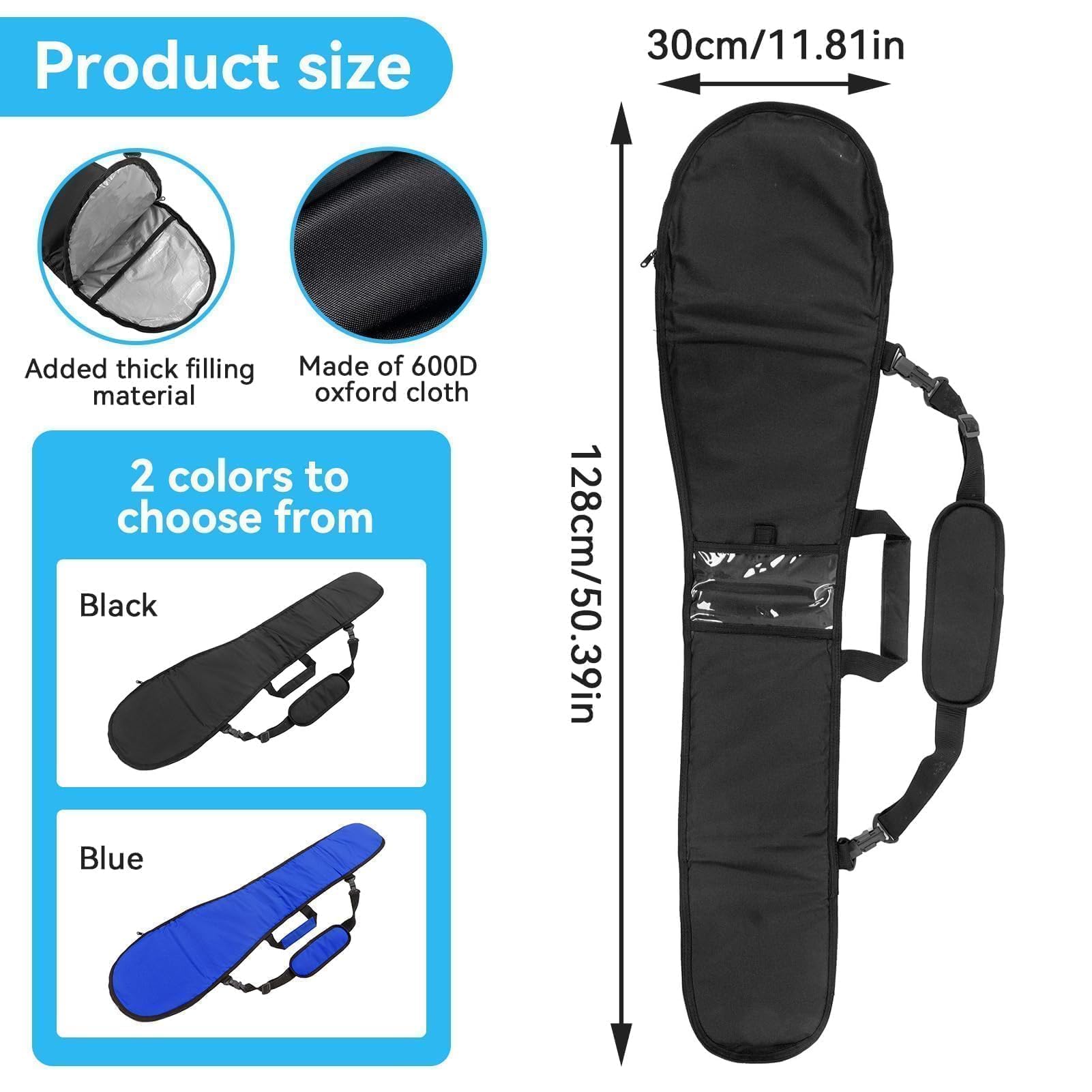 Bolsa De Transporte De Canoa Kayak, Bolsa De Almacenamiento De Remo De Barco Funda De Bolsa Para Transporte De Almacenamiento De Canotaje De Remos (Black)