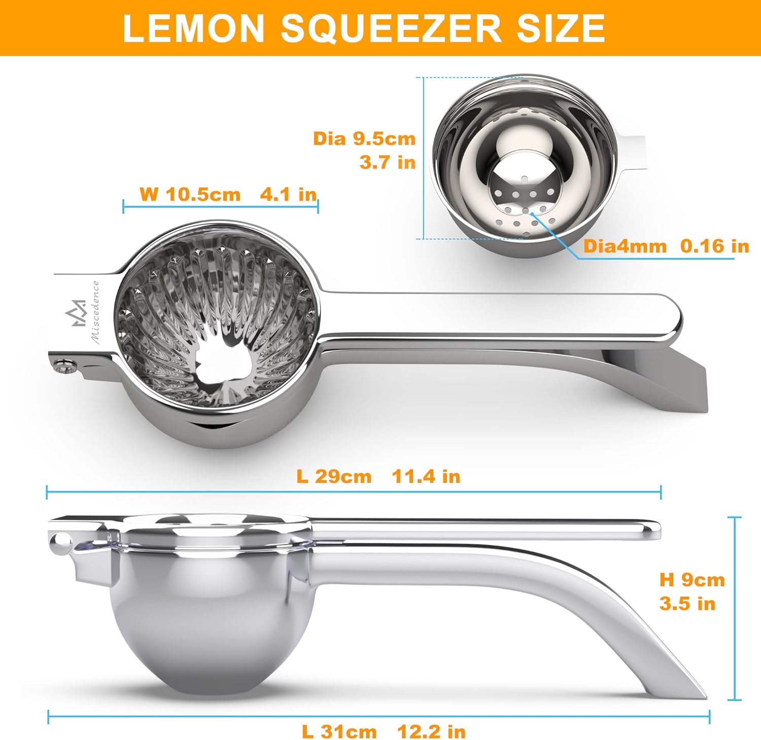 Large lemon squeezer, Manual Juicers stainless steel citrus juicer All Size Fruits Can Squeeze Juice, Large Yield, Suitable For Lemons, Oranges, Pomegranates, Grapes