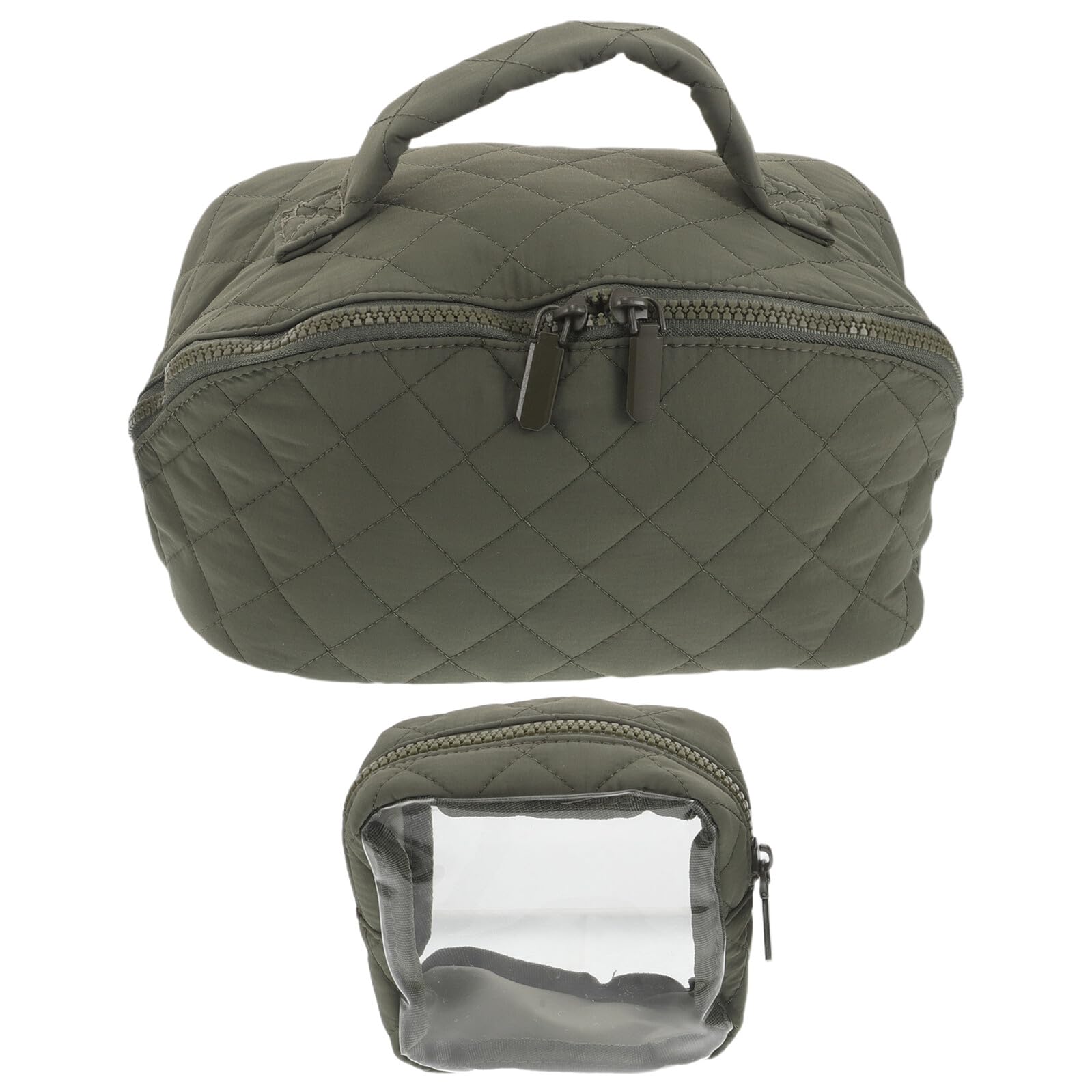Healvian Borsa Portatrucco di Grande Capacità per Viaggio Organizer con Divisore per Articoli da Toeletta Borsa Portatile con Ampia Apertura e Maniglia per Oggetti Essenziali