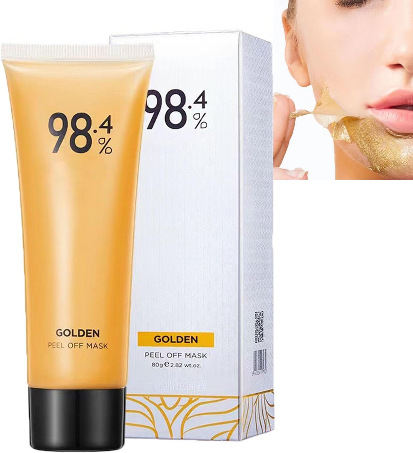 Gold Foil Peel off Mask, Peel off Anti Wrinkle Face Mask, 98.4% Beilingmei Gold Face Mask, Golden Peel off Mask, Gold Anti-Aging Face Mask for Deeply Cleans Moisturizing (1PCS)