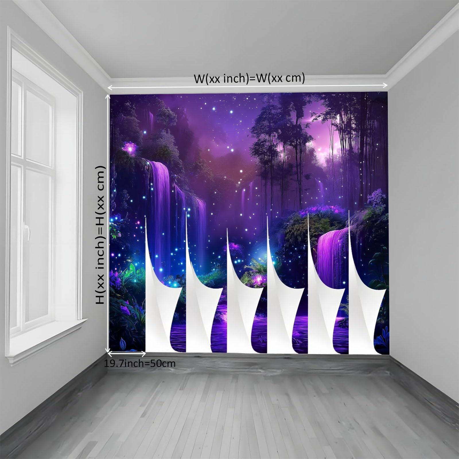 Panoramiczna tapeta z włókniny 3D fioletowy fantasy kraina czarów gwiaździsta noc las 200 x 140 cm, spersonalizowany plakat ścienny, samoprzylepne naklejki do salonu, sypialni, restauracji