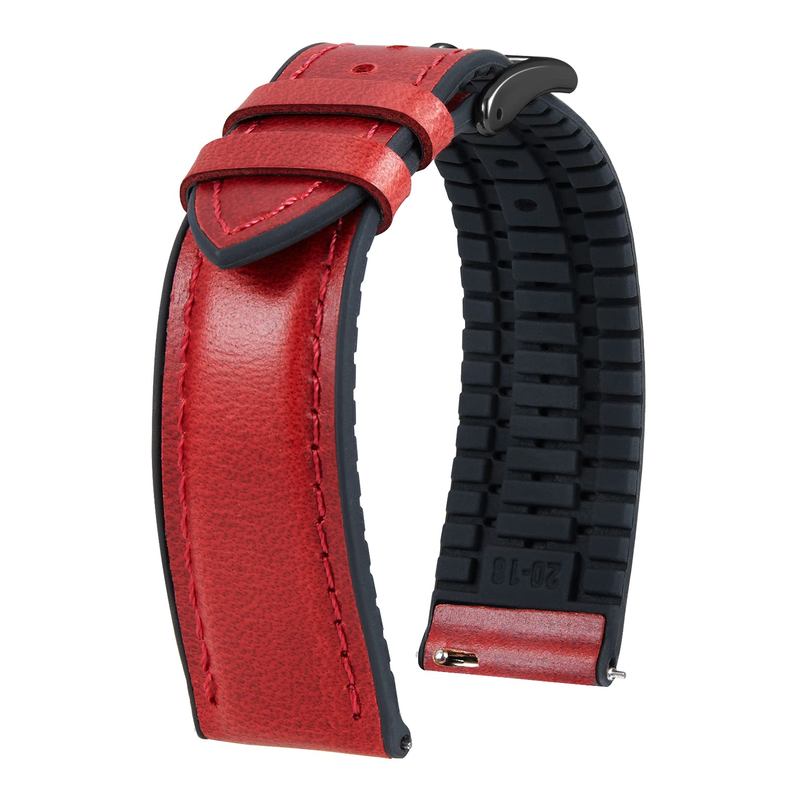 BINLUN Leather Watch Band 14mm 16mm 18mm 19mm 20mm 21mm 22mm Quick Release Premium Oil Wax Leather and Breathable Silicone Hybrid Watch Bands Replacement Strap for Men Women