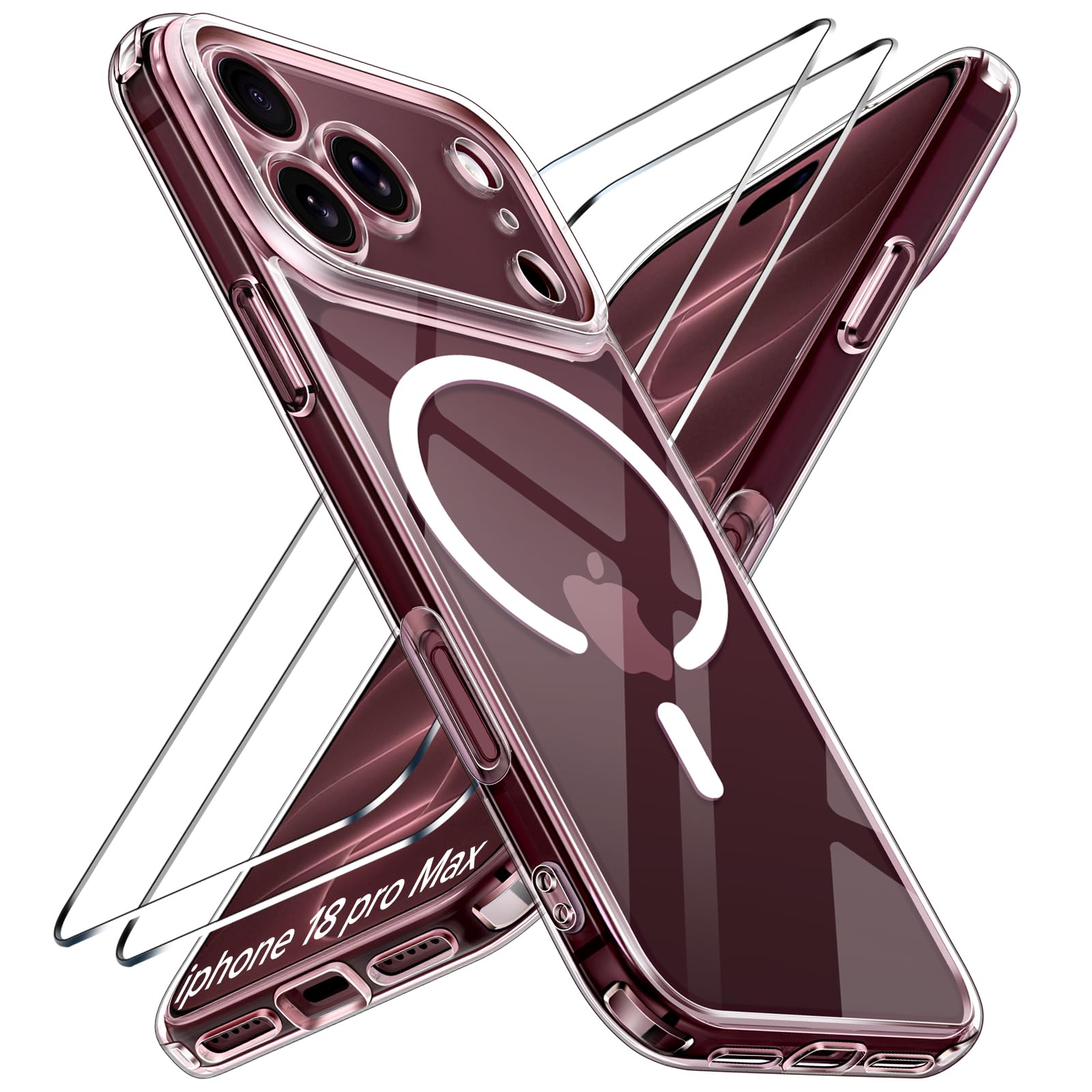 ivoler Klar Magnetisch Hülle für iPhone 18 Pro Max, 1 Handyhülle mit 2 Stück Panzer Schutz Glas…
